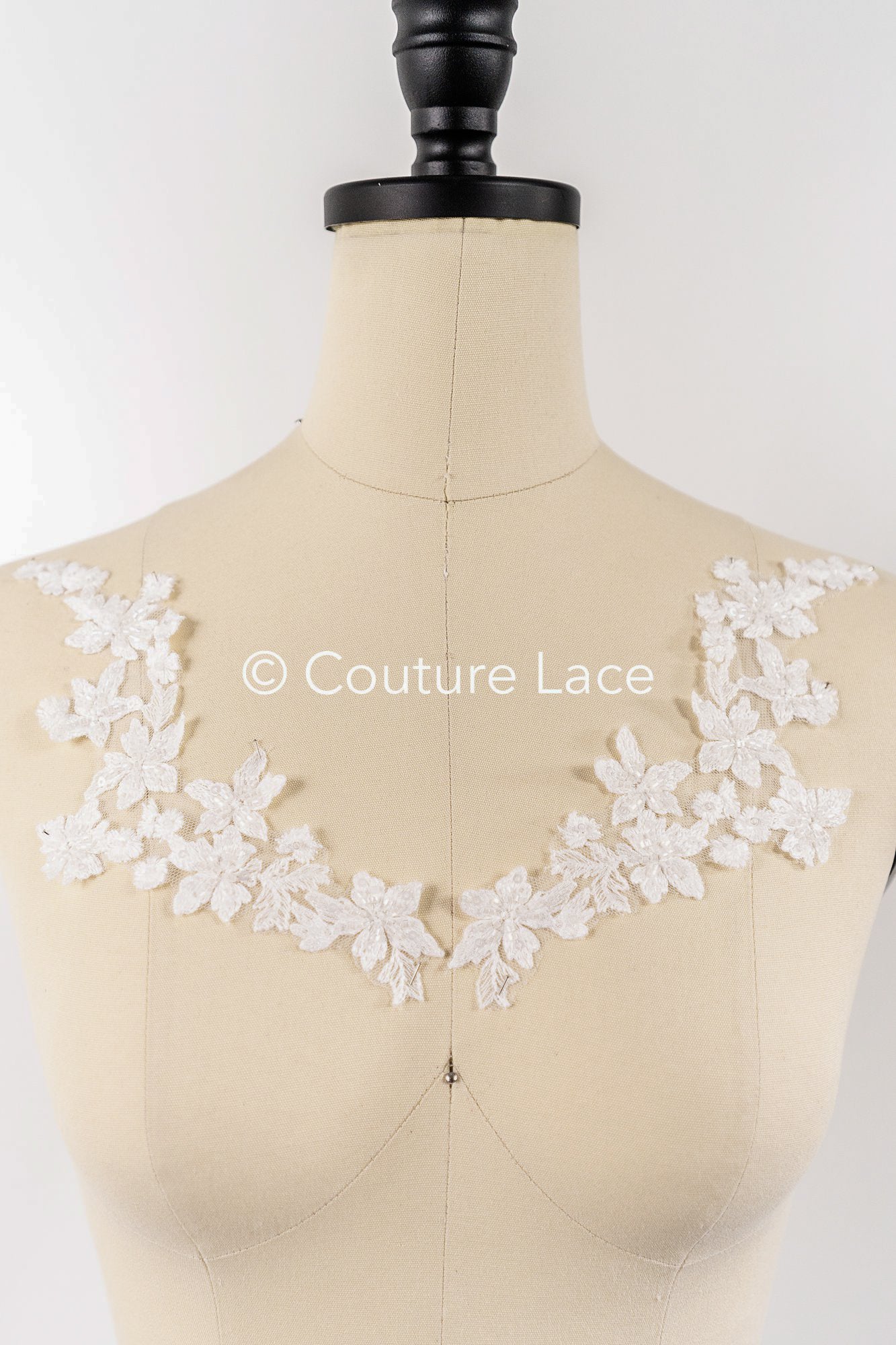 Beaded embroidered floral appliqués for wedding dresses/ bridal lace bead motifs // A25-488