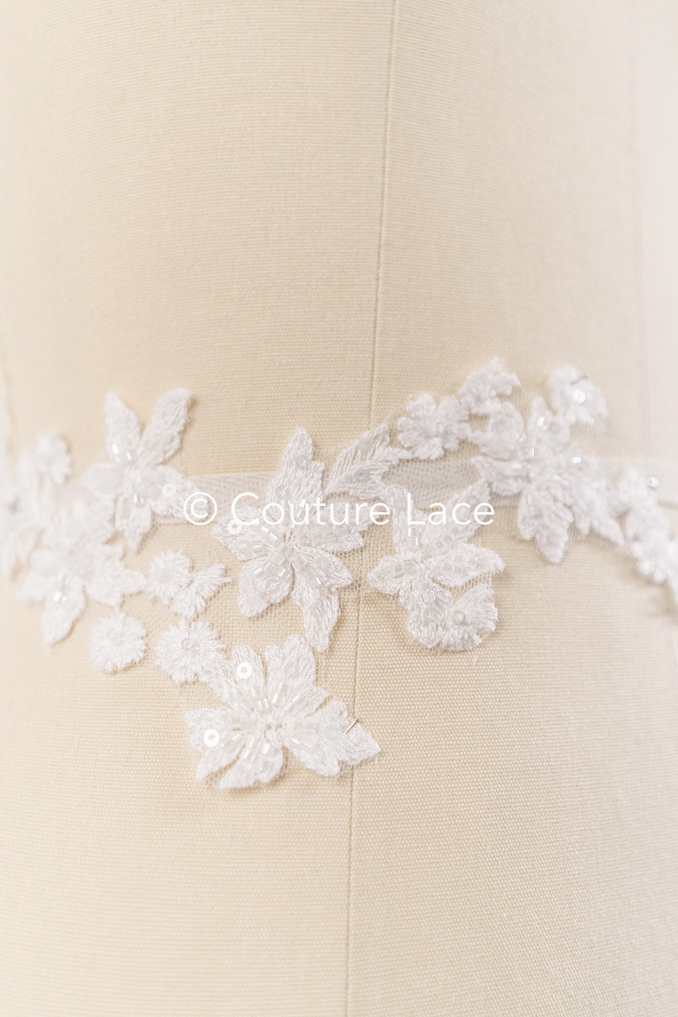 Beaded embroidered floral appliqués for wedding dresses/ bridal lace bead motifs // A25-488