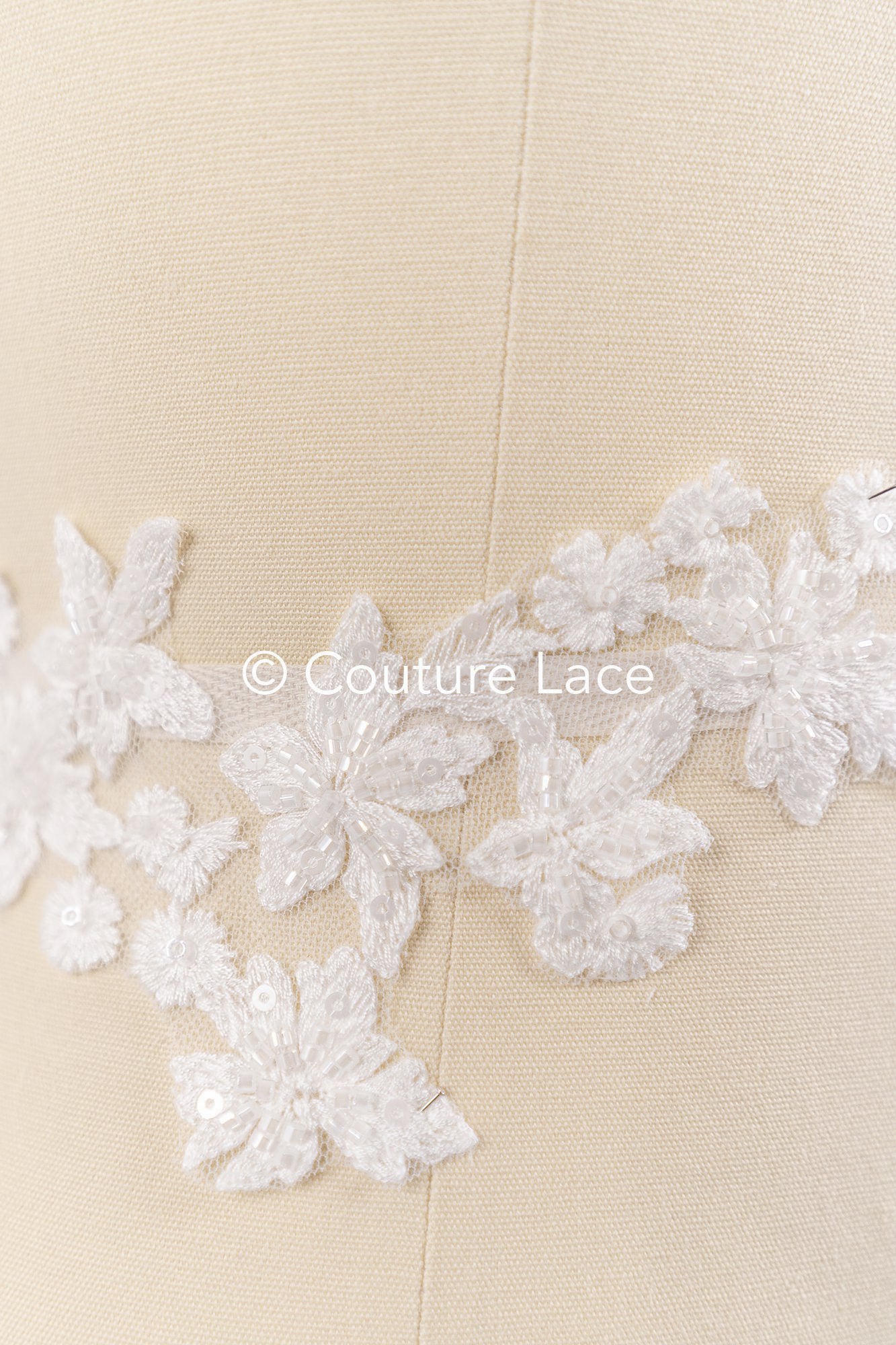 Beaded embroidered floral appliqués for wedding dresses/ bridal lace bead motifs // A25-488