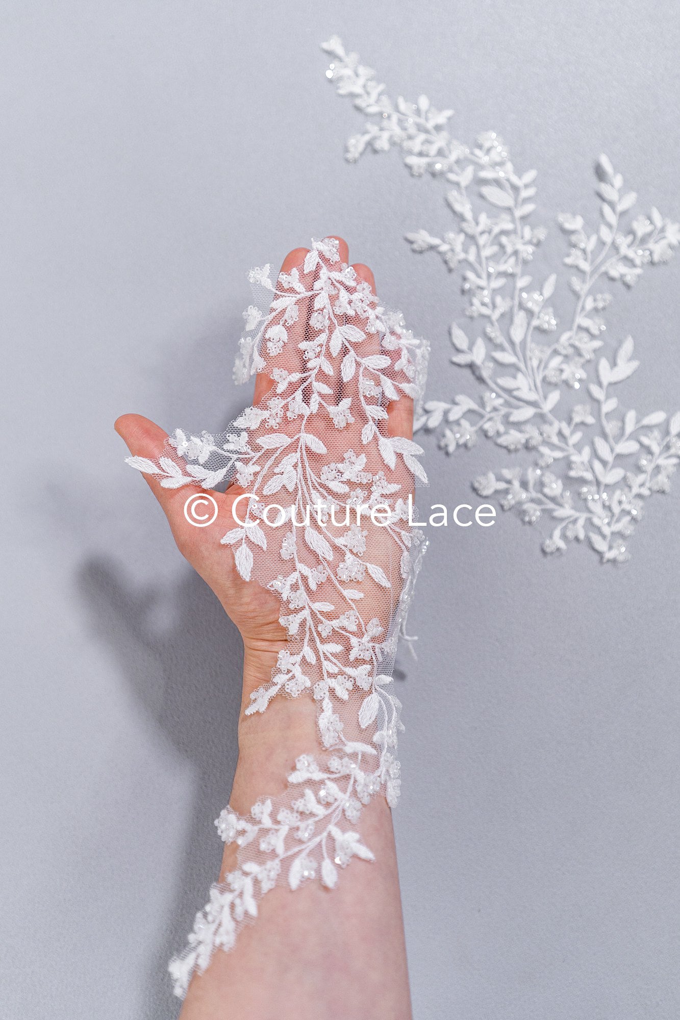 Floral bridal lace appliqué, wedding dress lace motifs // A25-489