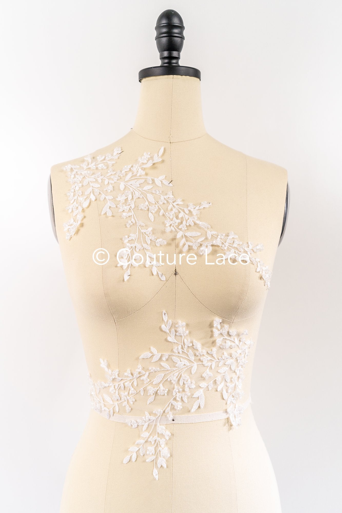 Floral bridal lace appliqué, wedding dress lace motifs // A25-489