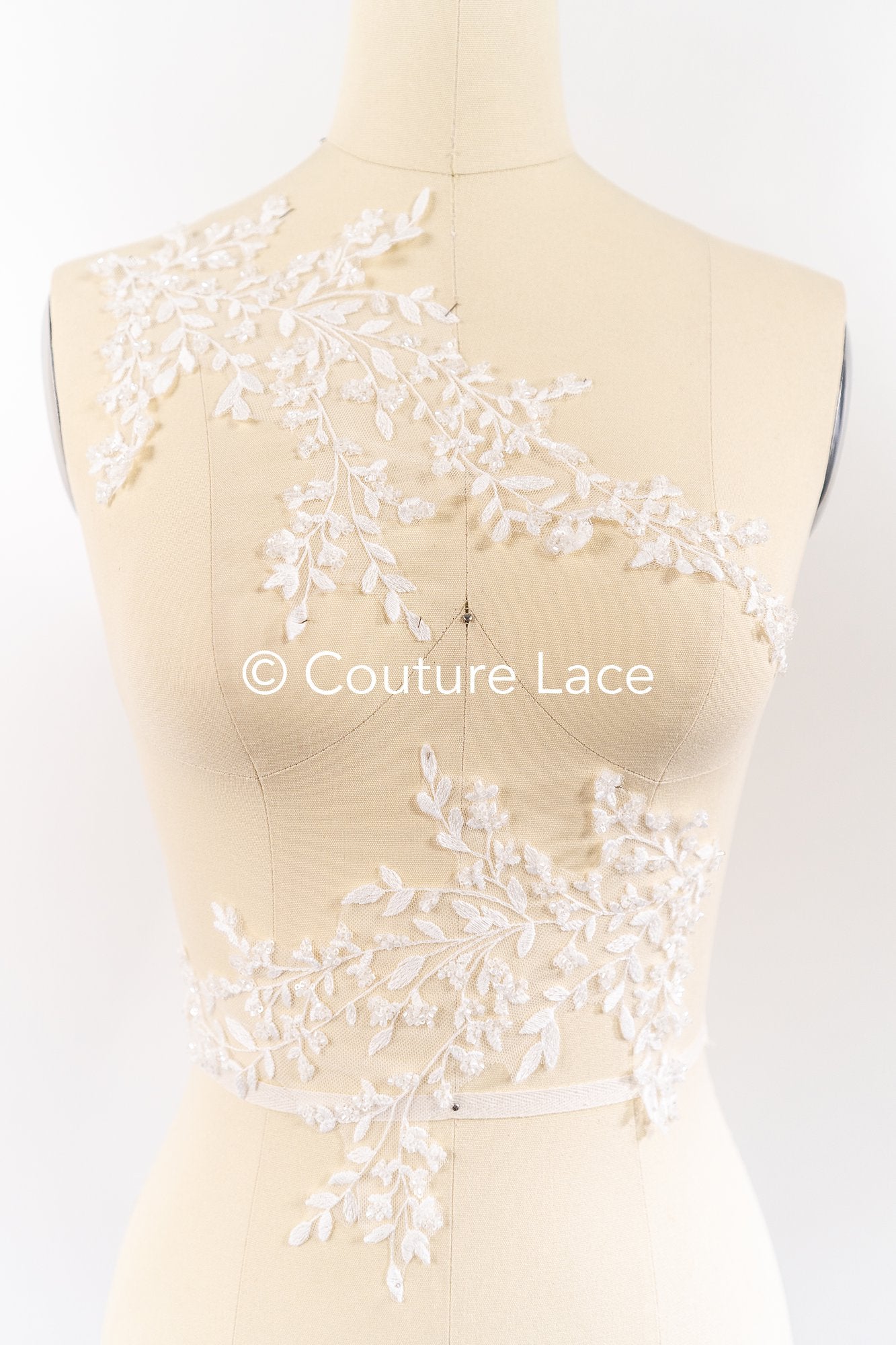 Floral bridal lace appliqué, wedding dress lace motifs // A25-489