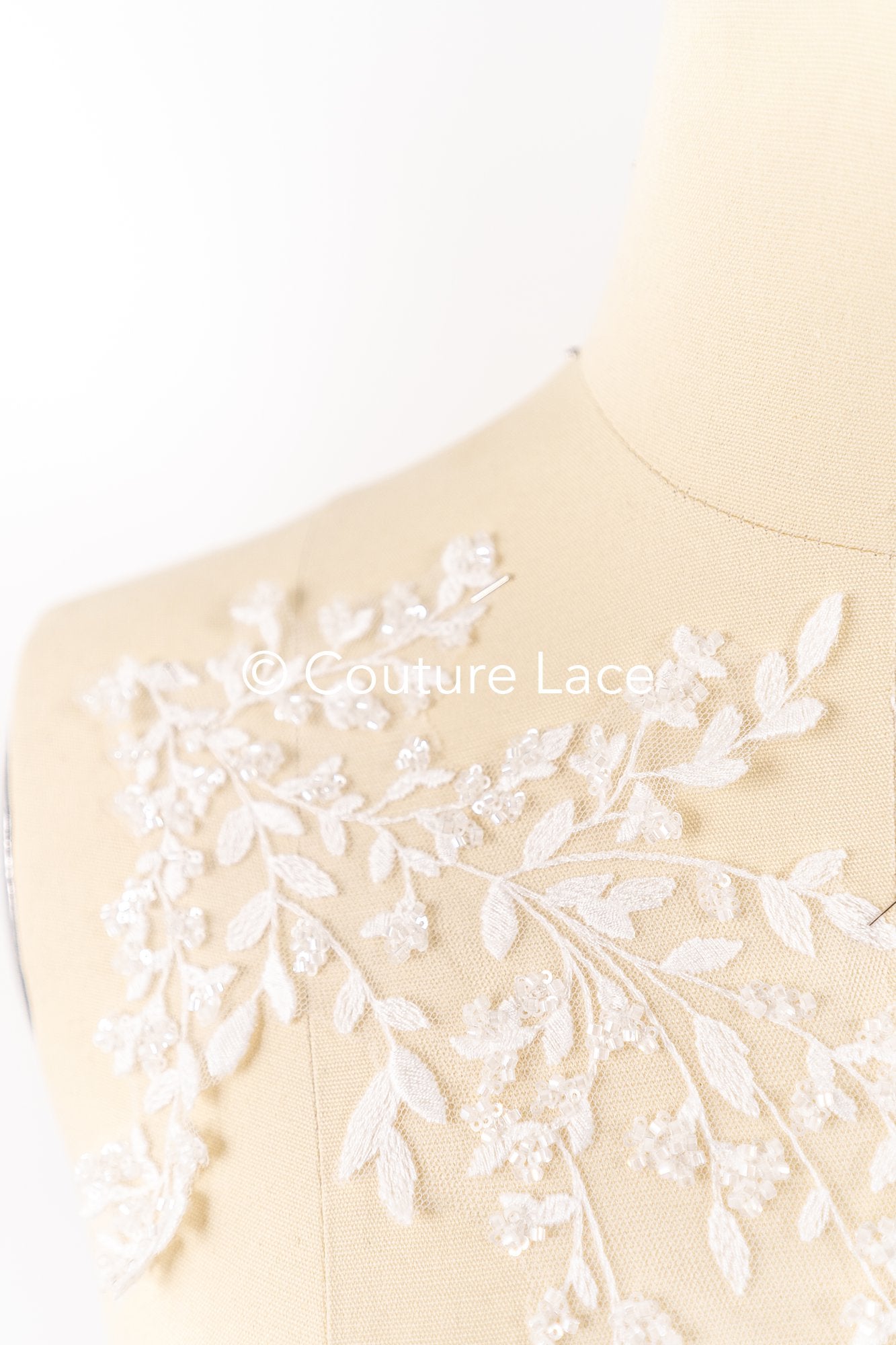 Floral bridal lace appliqué, wedding dress lace motifs // A25-489