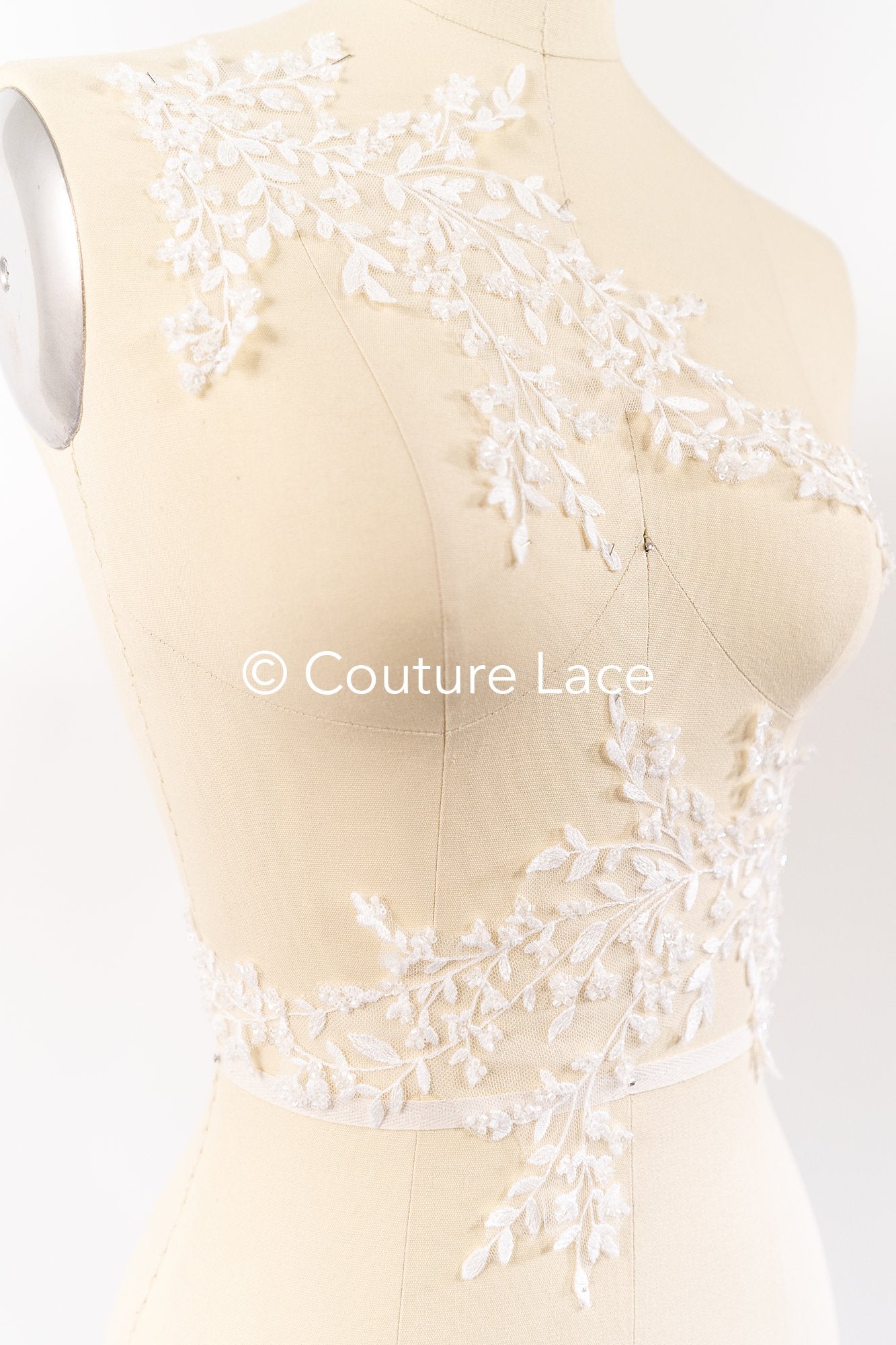 Floral bridal lace appliqué, wedding dress lace motifs // A25-489