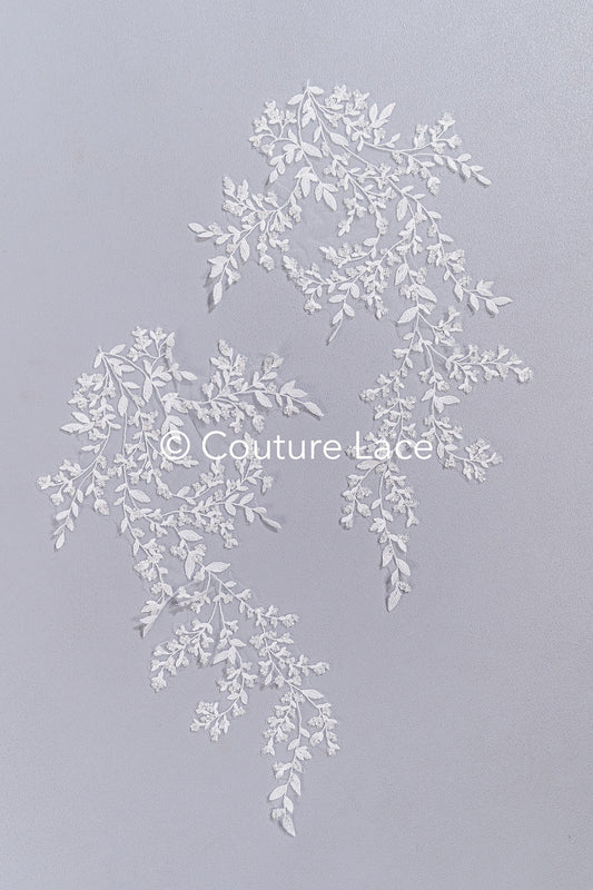 Florale Applikationen für Brautkleider mit Perlen/ Brautkleidspitze Blumenmotiv // A25-490