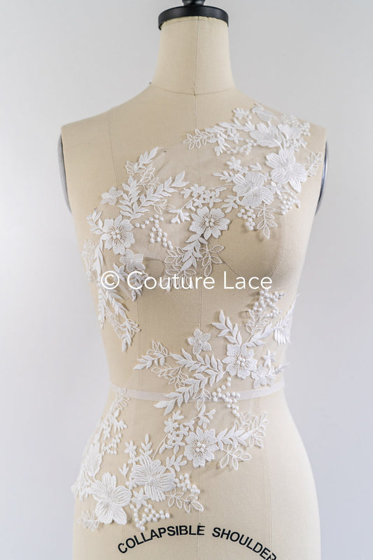 Florale Applikationen für Brautkleider/ Brautkleidspitze Blumenmotiv // A25-492