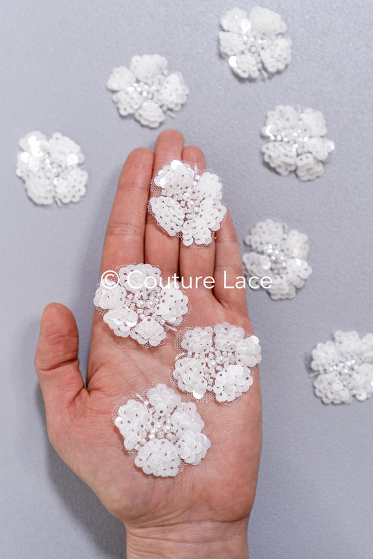 20Stk. 3D Blumen Spitzenapplikation/ Hochzeitskleid Spitzenapplikation/ Aufnähblumen/ A26-497