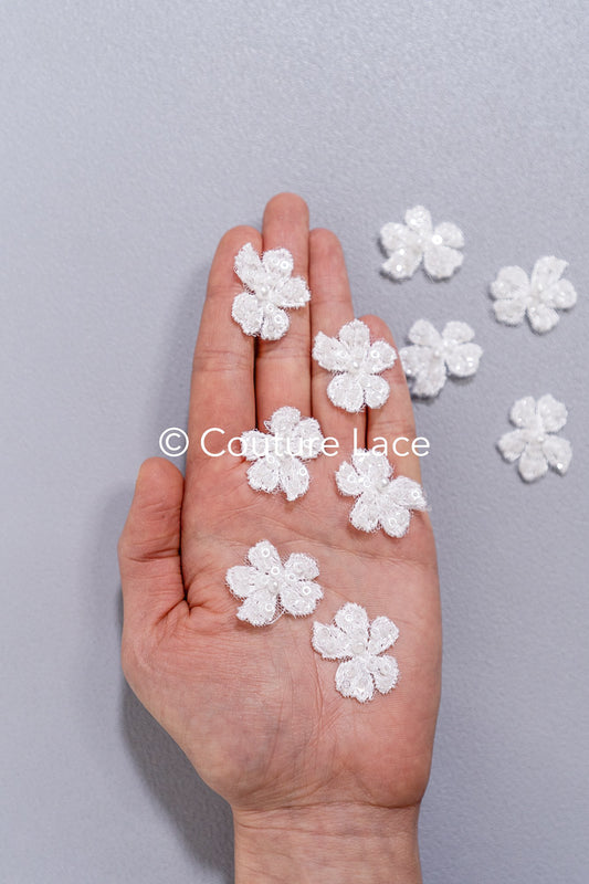 20pcs Lace Flowers for Sewing/ 3D Floral Lace Appliqué/ Wedding Dress Lace Appliqué/ Bridal Lace // A26-499