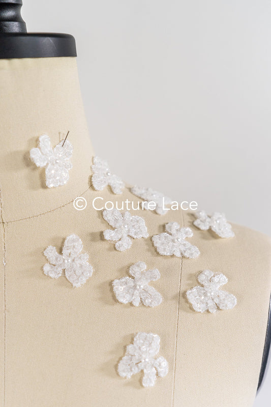 20Stk. 3D Blumen Spitzenapplikation/ Hochzeitskleid Spitzenapplikation/ Aufnähblumen/ A26-500