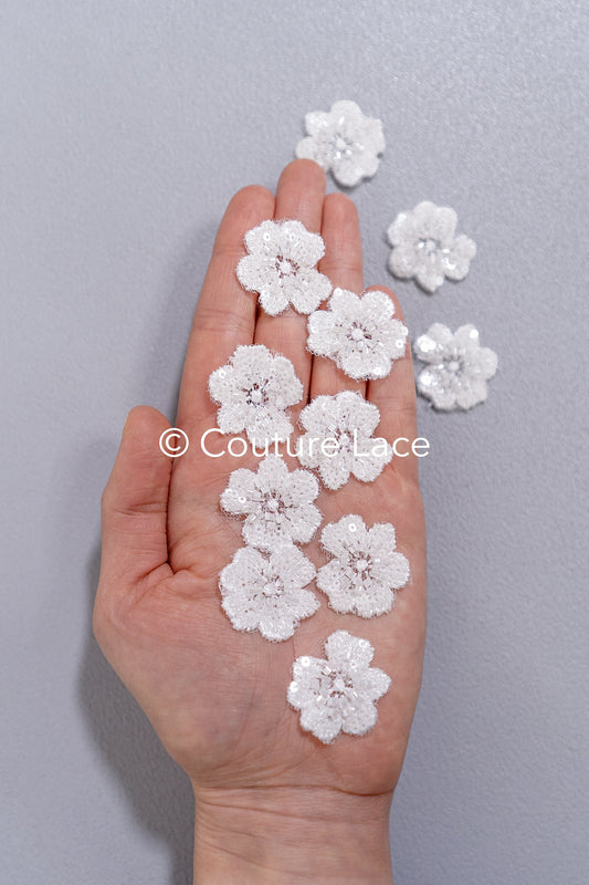 20pcs. Fleurs en dentelle à coudre/ Applique en dentelle fleur 3D/ Applique en dentelle pour robe de mariée/ Dentelle de mariée// A26-504