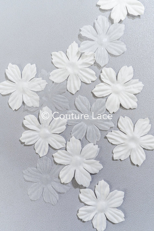 200 uds. - Flores 3D / Flores de tela para vestidos de novia / Apliques de encaje con flores 3D // A26-506