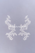 Perlen bestickte barocke Applikationen für Brautkleider/ Brautkleidspitze Perlen Motive // A25-509