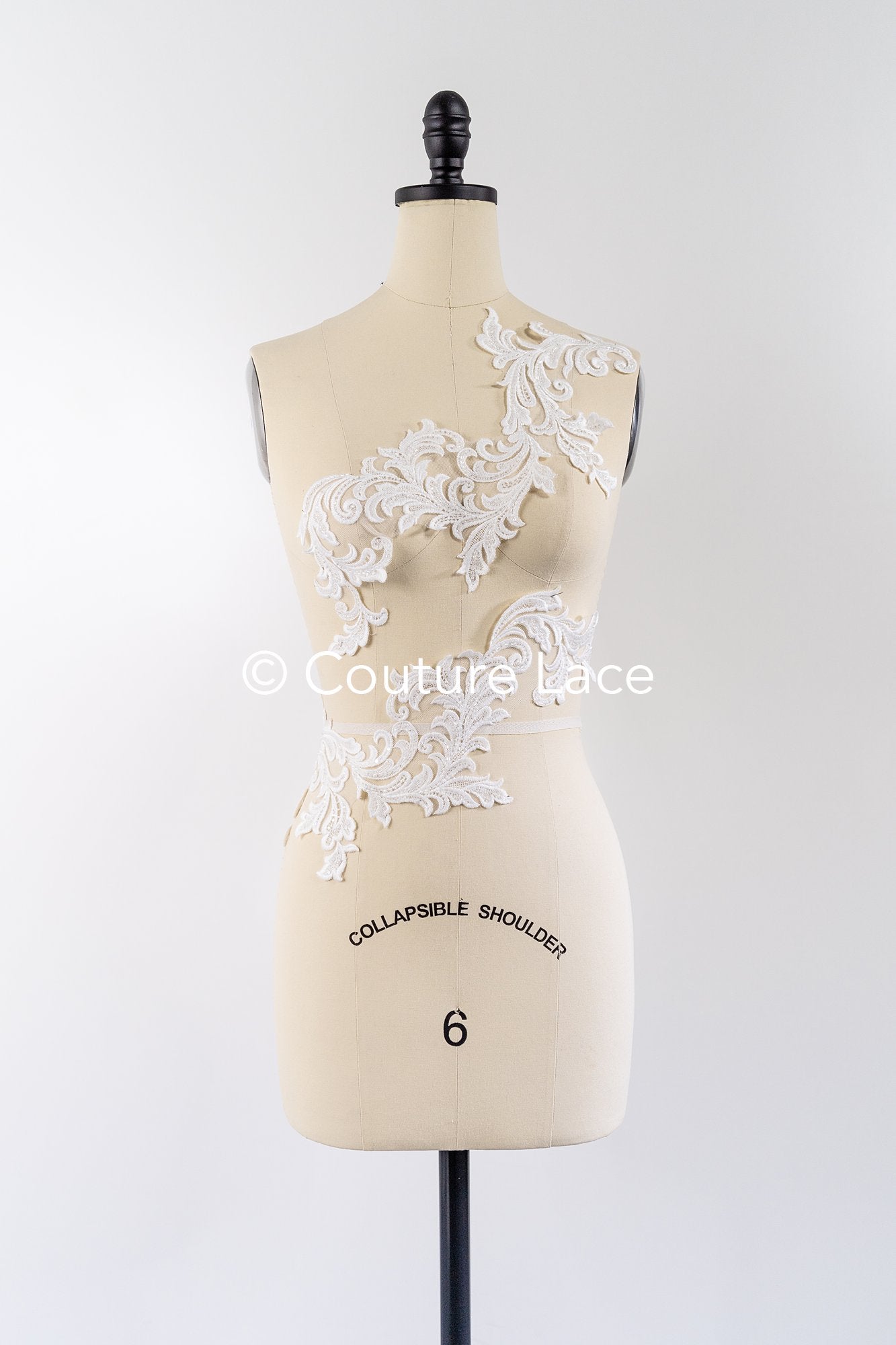 Perlen bestickte barocke Applikationen für Brautkleider/ Brautkleidspitze Perlen Motive // A25-509