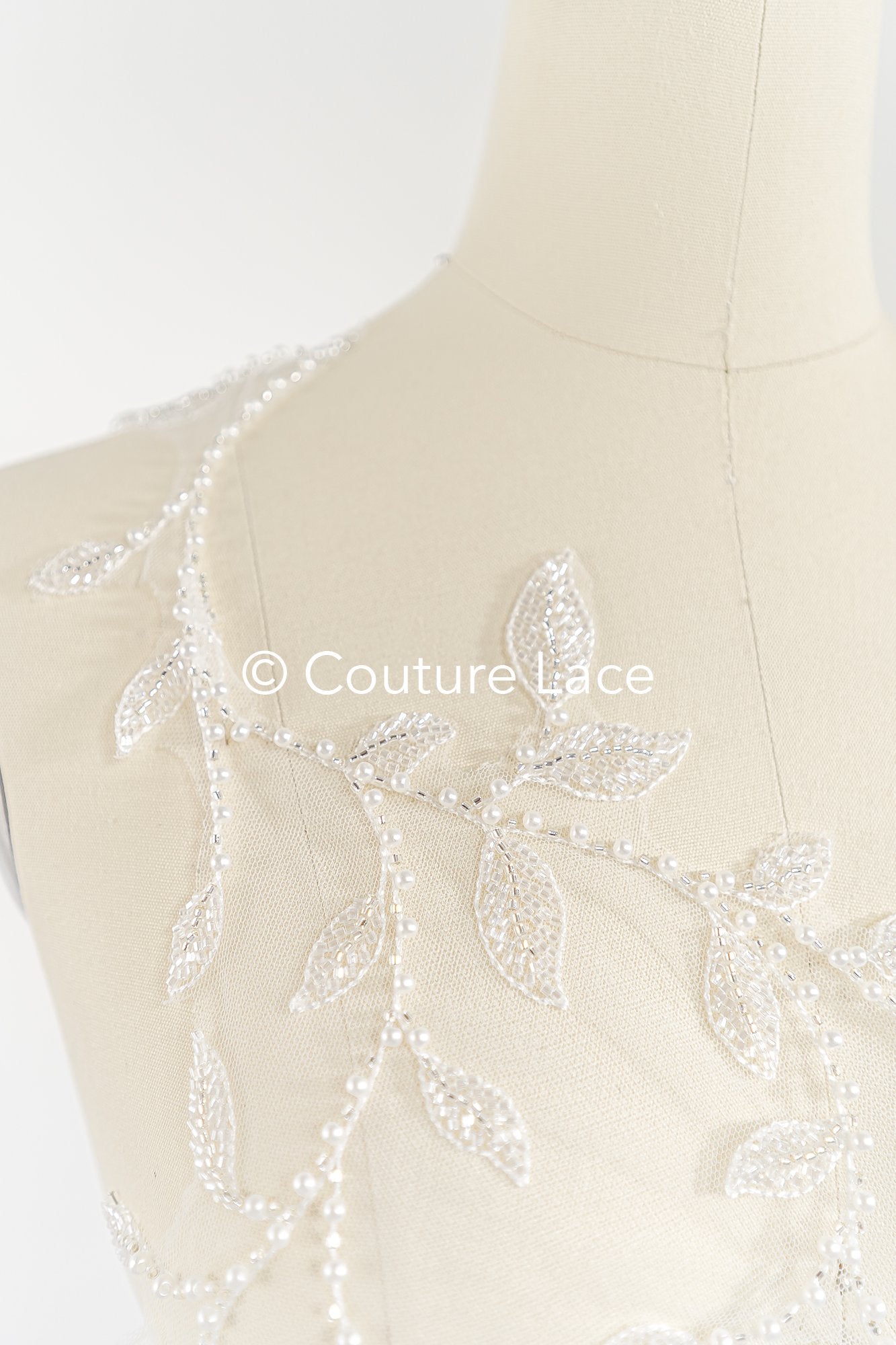 Beaded embroidered flower appliqués for wedding dresses/ bridal lace bead motifs // A25-511