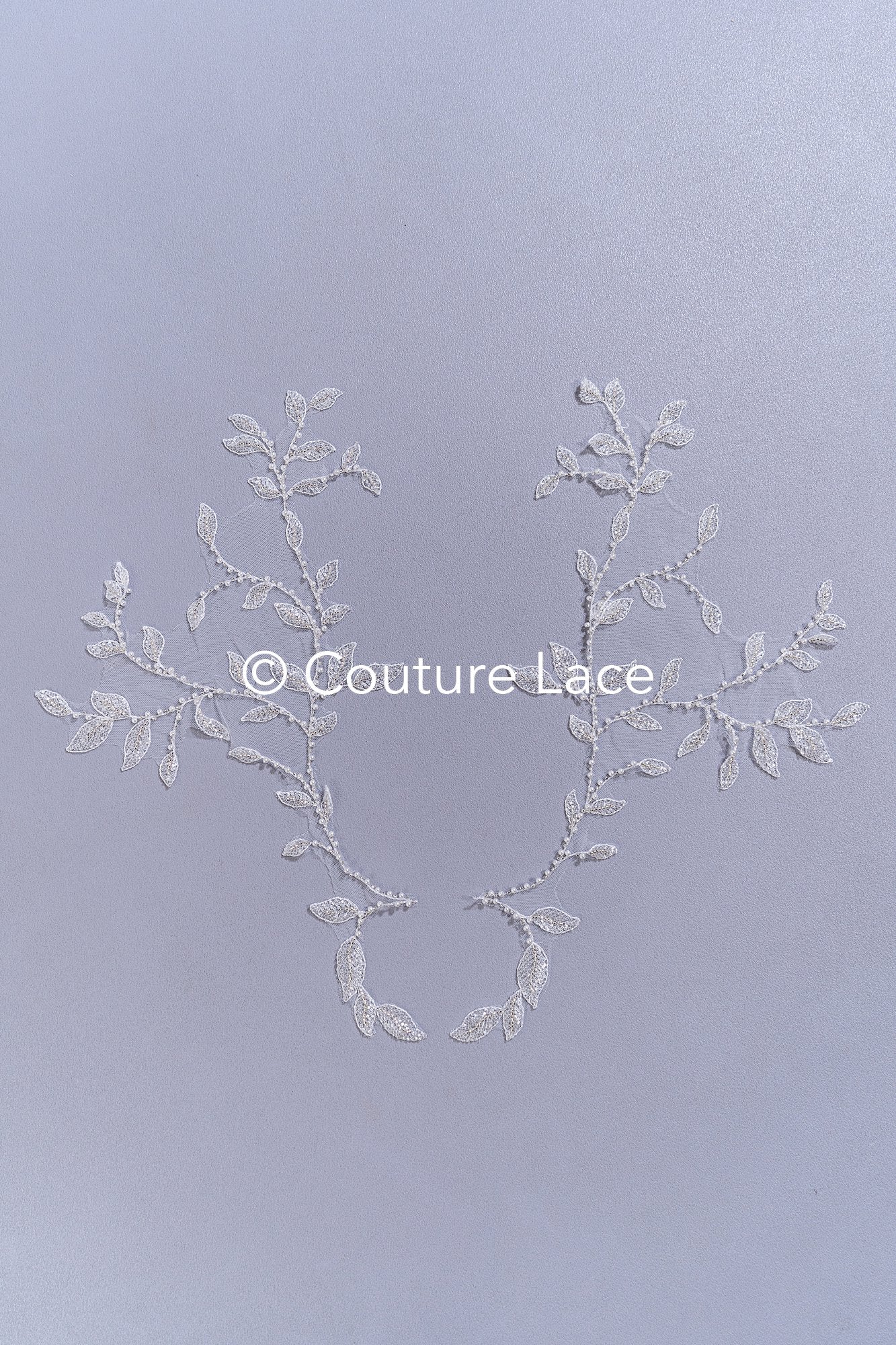 Beaded embroidered flower appliqués for wedding dresses/ bridal lace bead motifs // A25-511