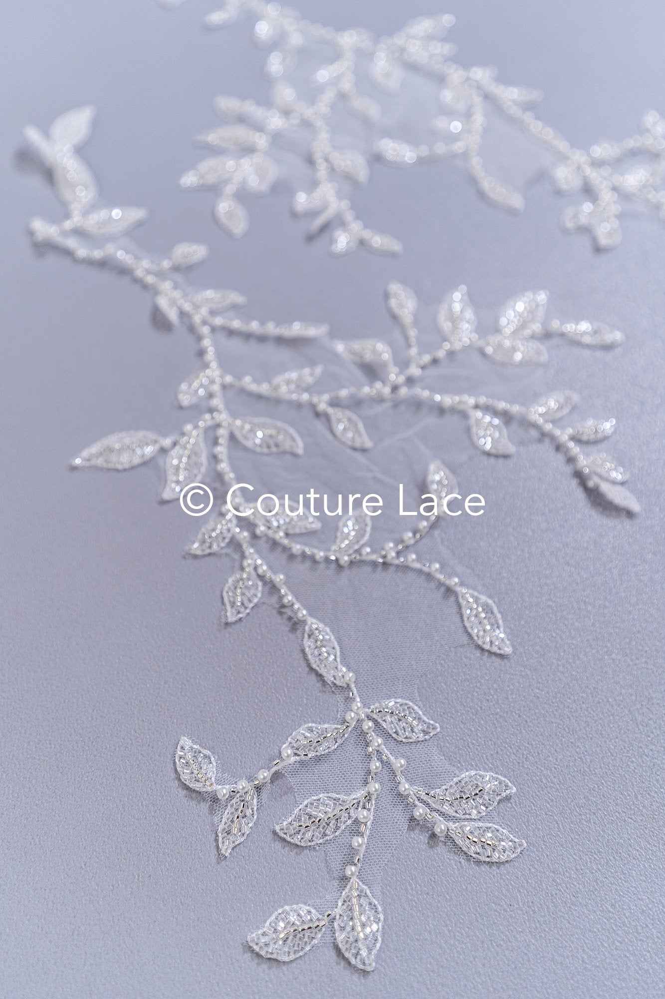 Beaded embroidered flower appliqués for wedding dresses/ bridal lace bead motifs // A25-511