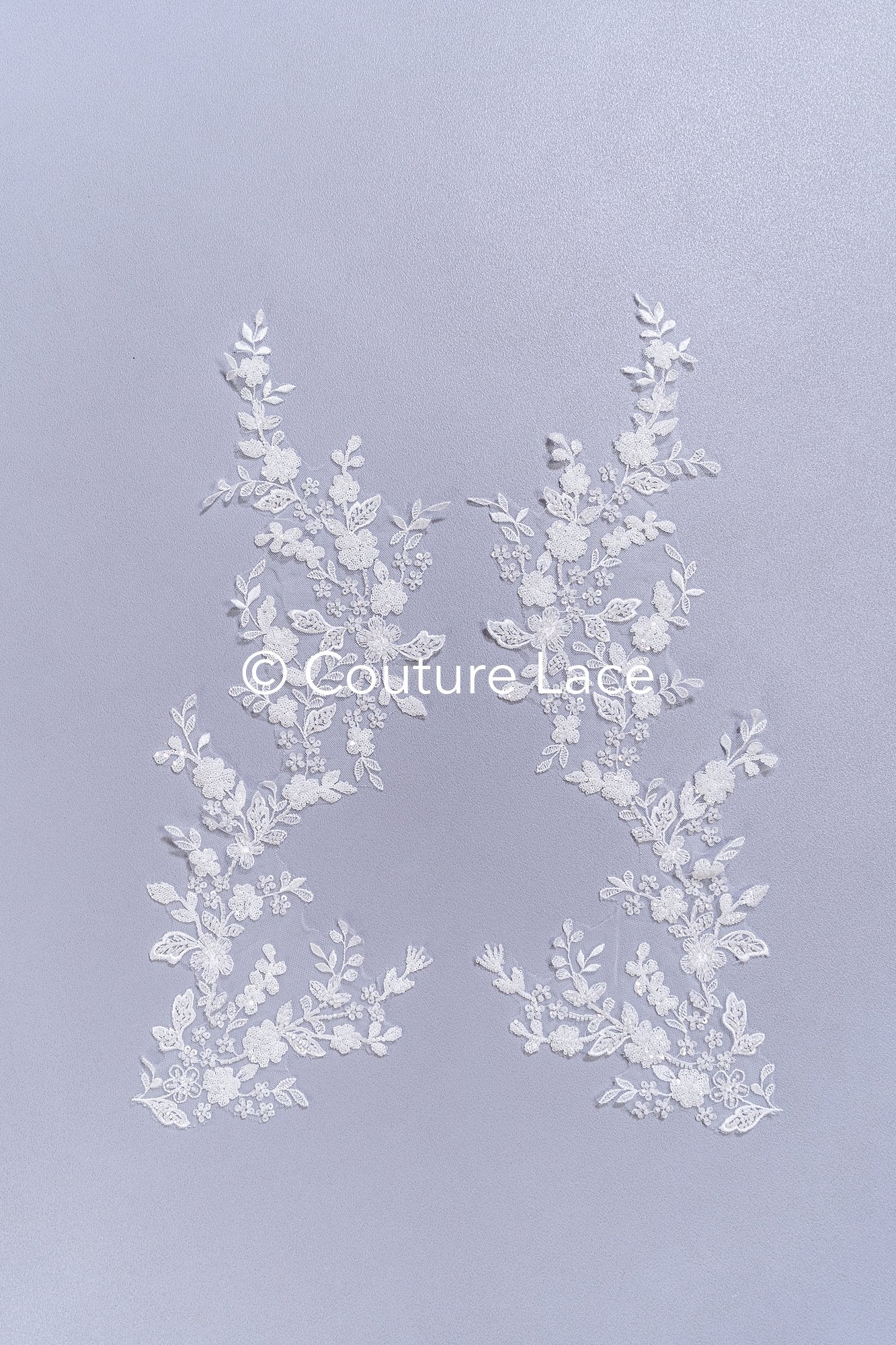 Beaded embroidered flower appliqués for wedding dresses/ bridal lace bead motifs // A25-512
