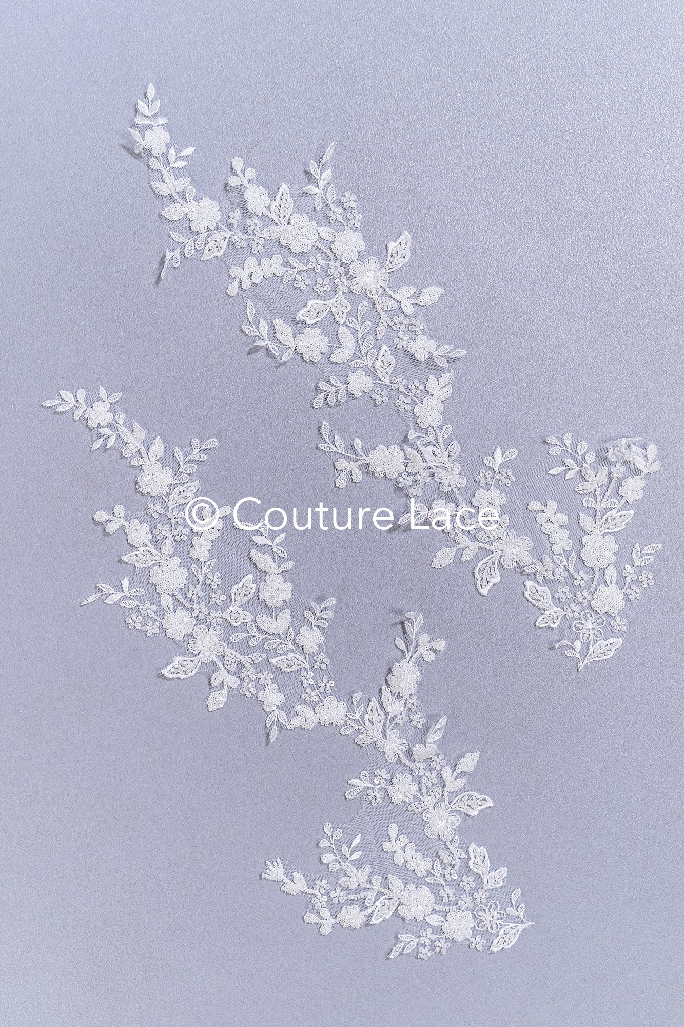 Beaded embroidered flower appliqués for wedding dresses/ bridal lace bead motifs // A25-512
