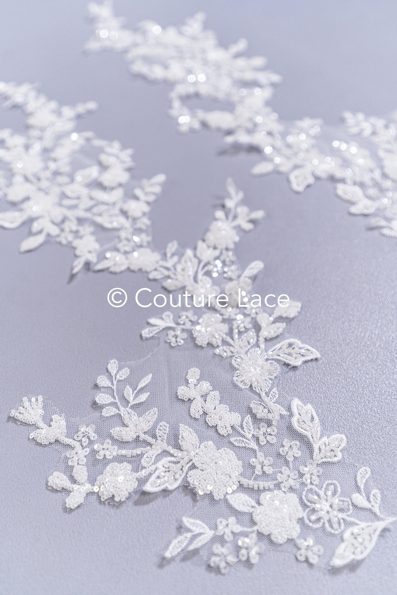 Beaded embroidered flower appliqués for wedding dresses/ bridal lace bead motifs // A25-512
