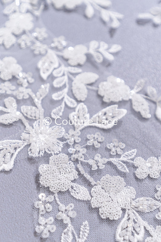 Perlen bestickte Blumen Applikationen für Brautkleider/ Brautkleidspitze Perlen Motive // A25-512