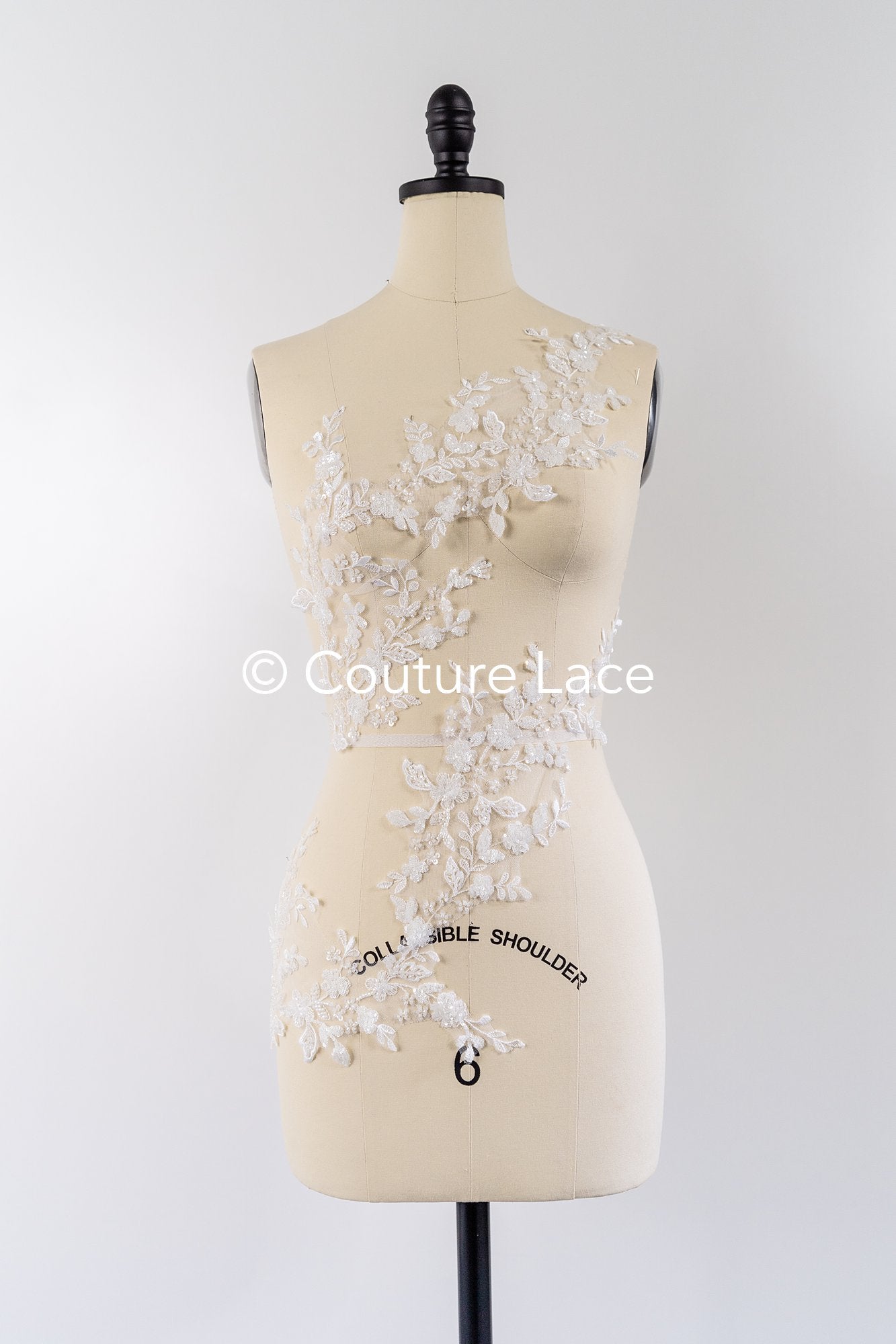 Beaded embroidered flower appliqués for wedding dresses/ bridal lace bead motifs // A25-512