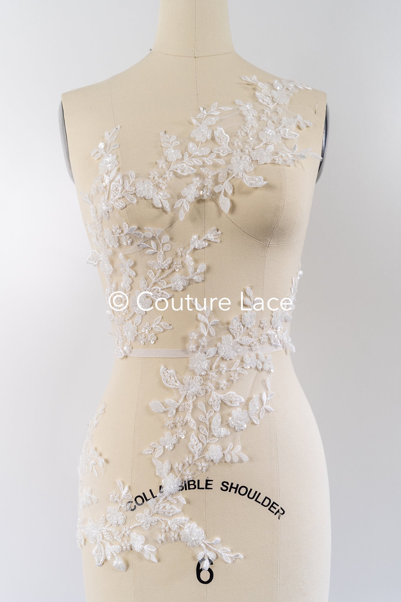 Beaded embroidered flower appliqués for wedding dresses/ bridal lace bead motifs // A25-512