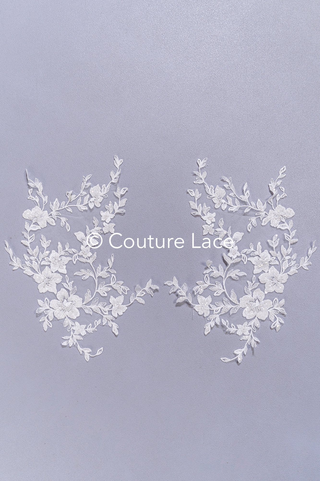 Beaded embroidered flower appliqués for wedding dresses/ bridal lace bead motifs // A25-513