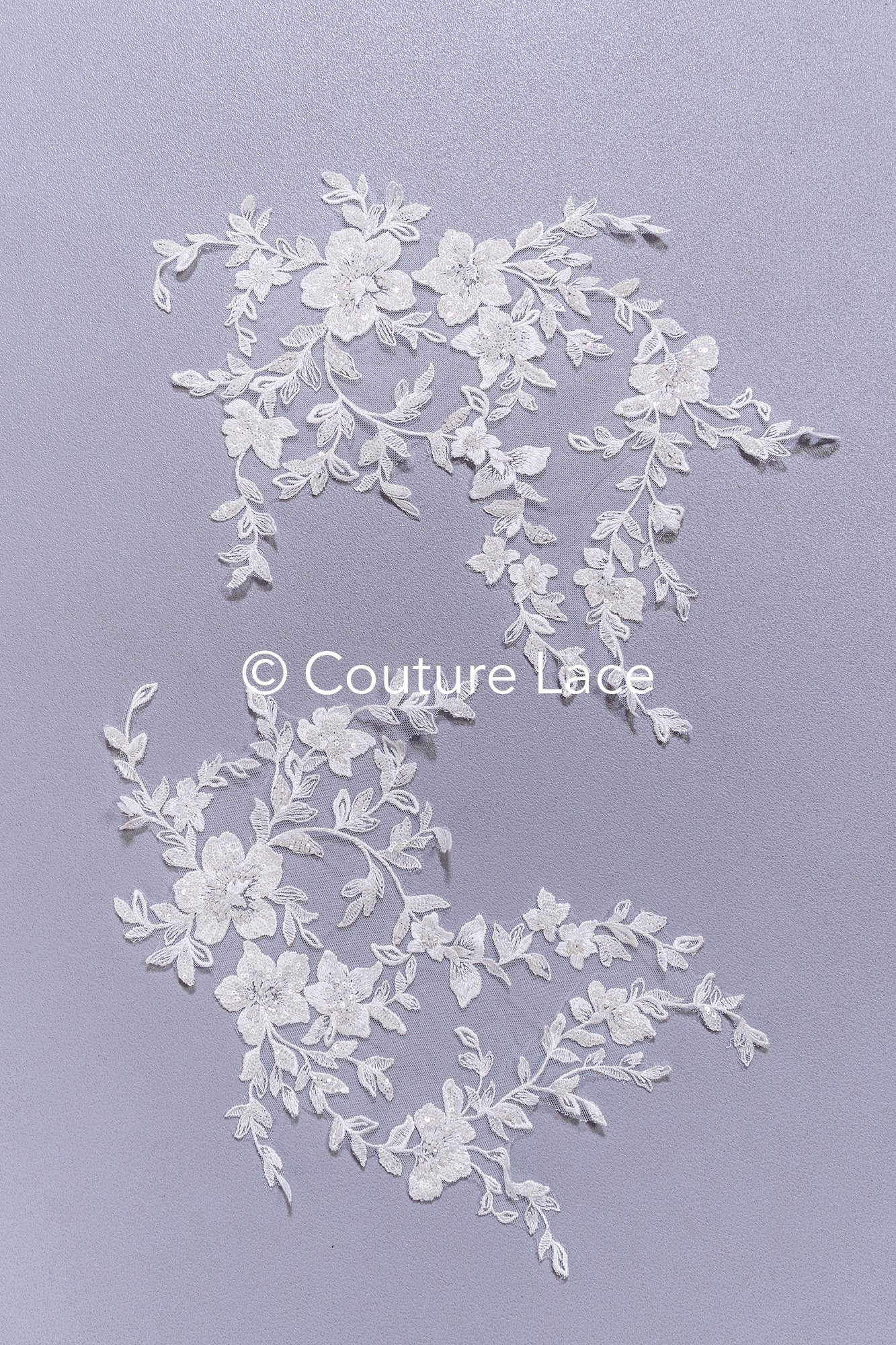 Beaded embroidered flower appliqués for wedding dresses/ bridal lace bead motifs // A25-513