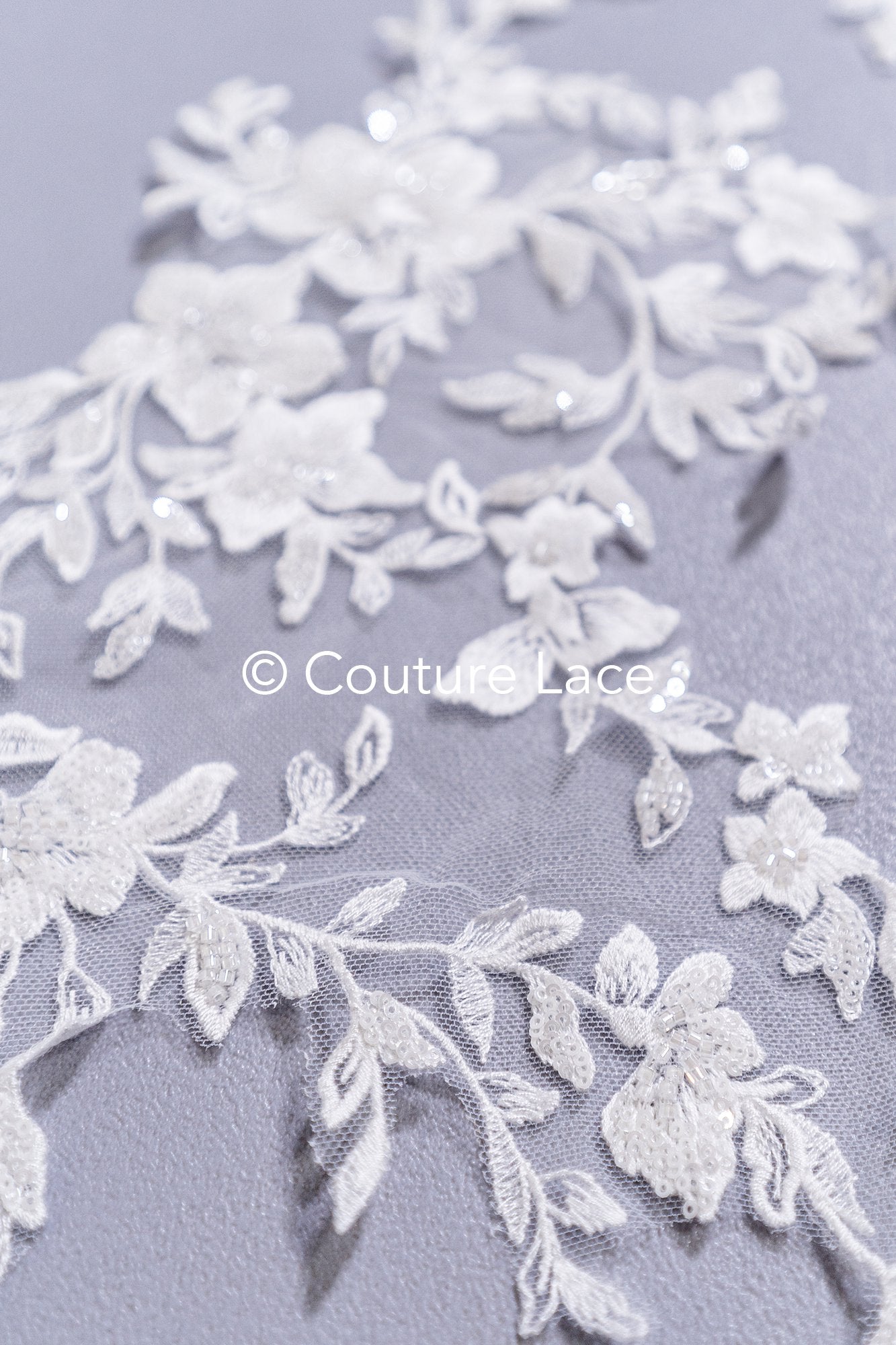 Beaded embroidered flower appliqués for wedding dresses/ bridal lace bead motifs // A25-513