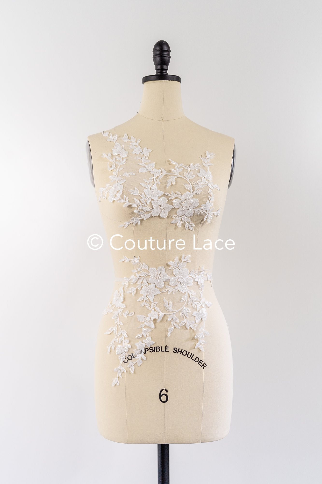 Beaded embroidered flower appliqués for wedding dresses/ bridal lace bead motifs // A25-513