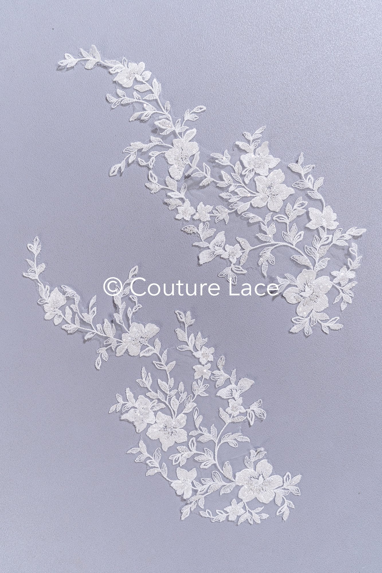 High-quality wedding dress appliqués/ floral motifs for bridal wear // A25-514