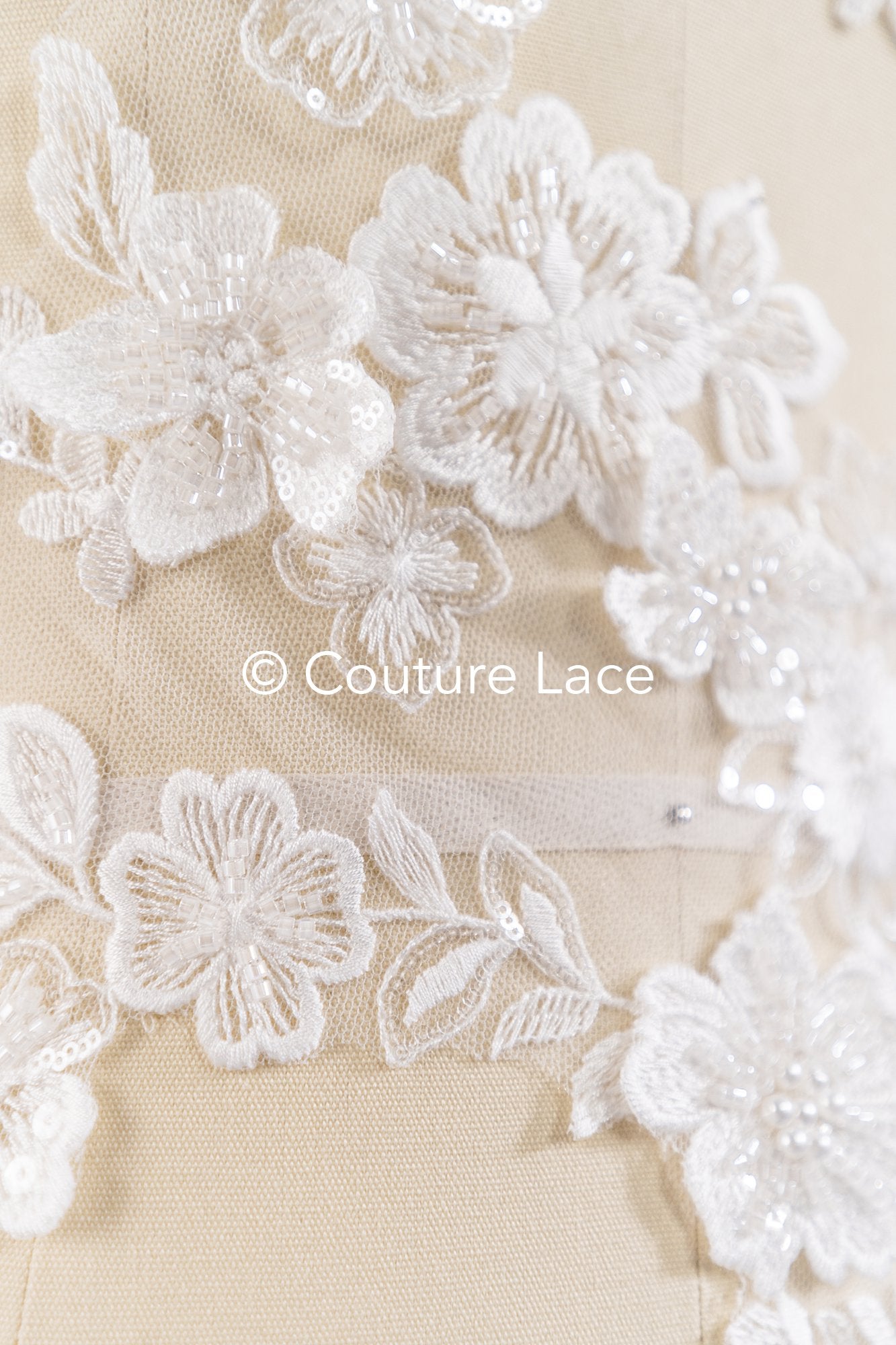 High-quality wedding dress appliqués/ 3D flower motifs for bridal wear // A25-515