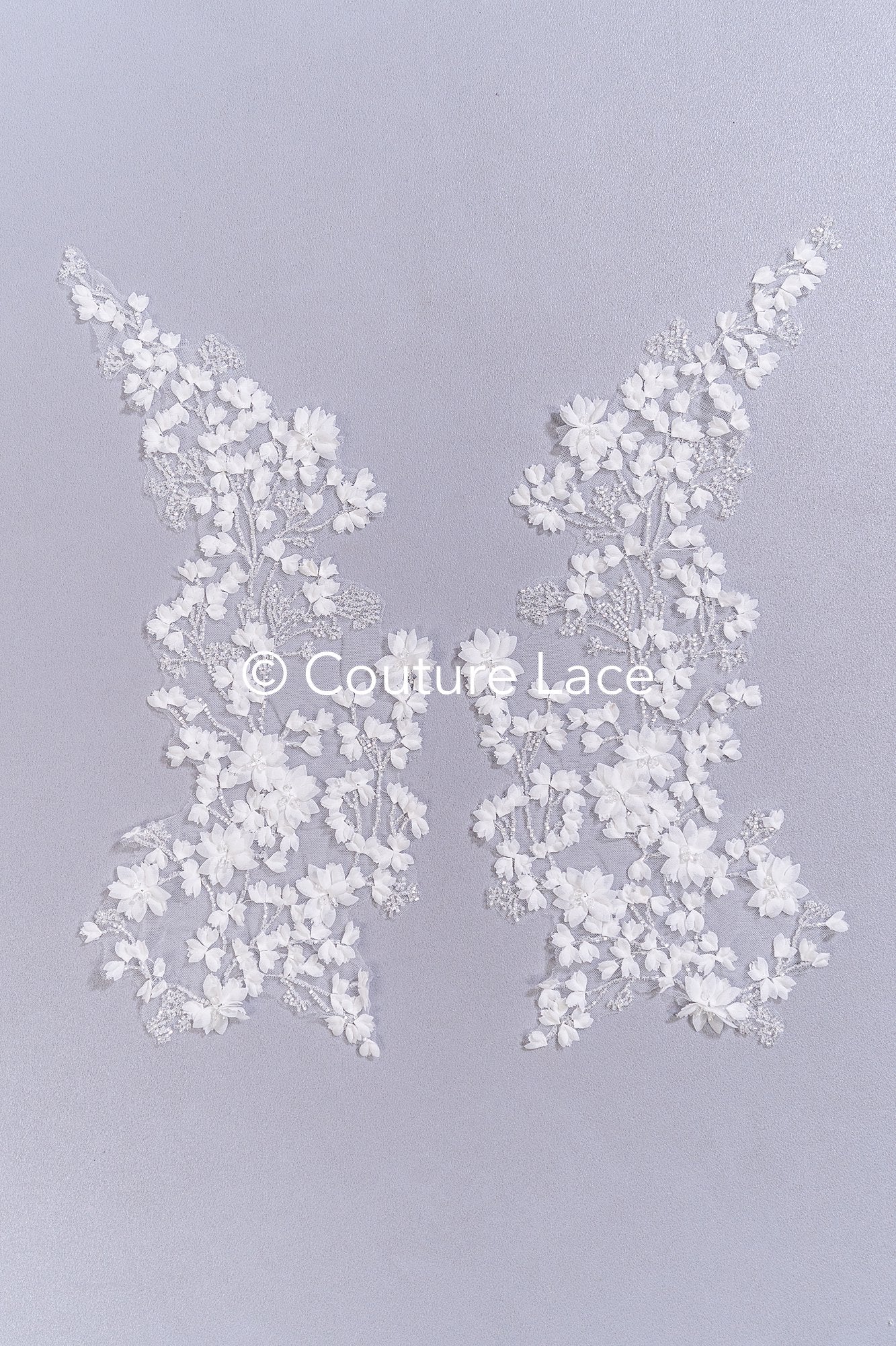 3D flower pearl appliqués for wedding dresses/ bridal lace pearl motifs // A25-520