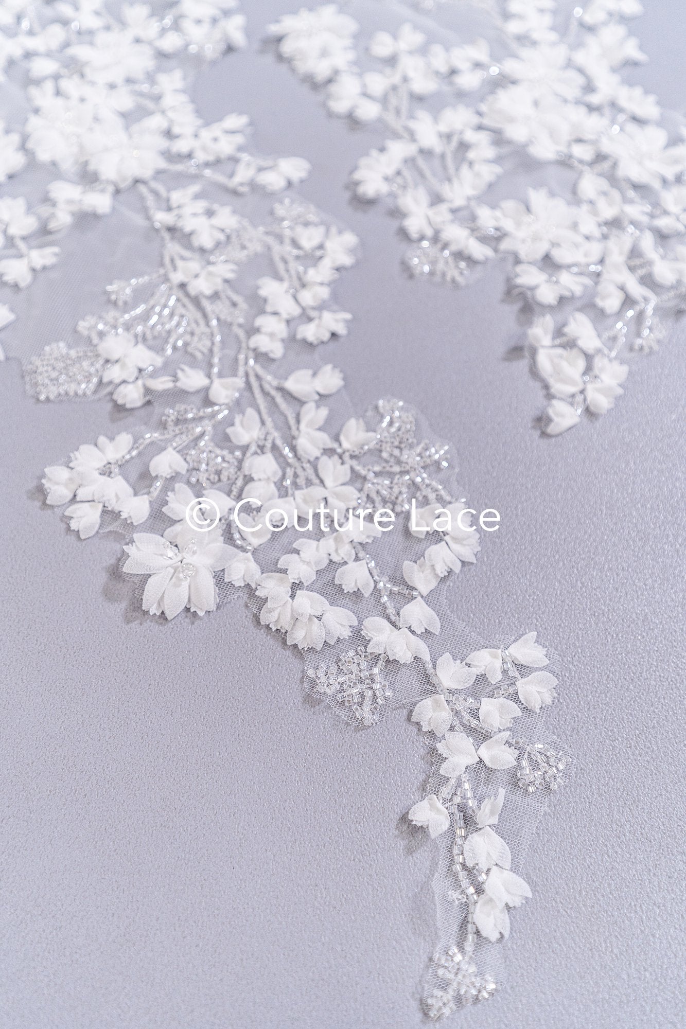 3D flower pearl appliqués for wedding dresses/ bridal lace pearl motifs // A25-520
