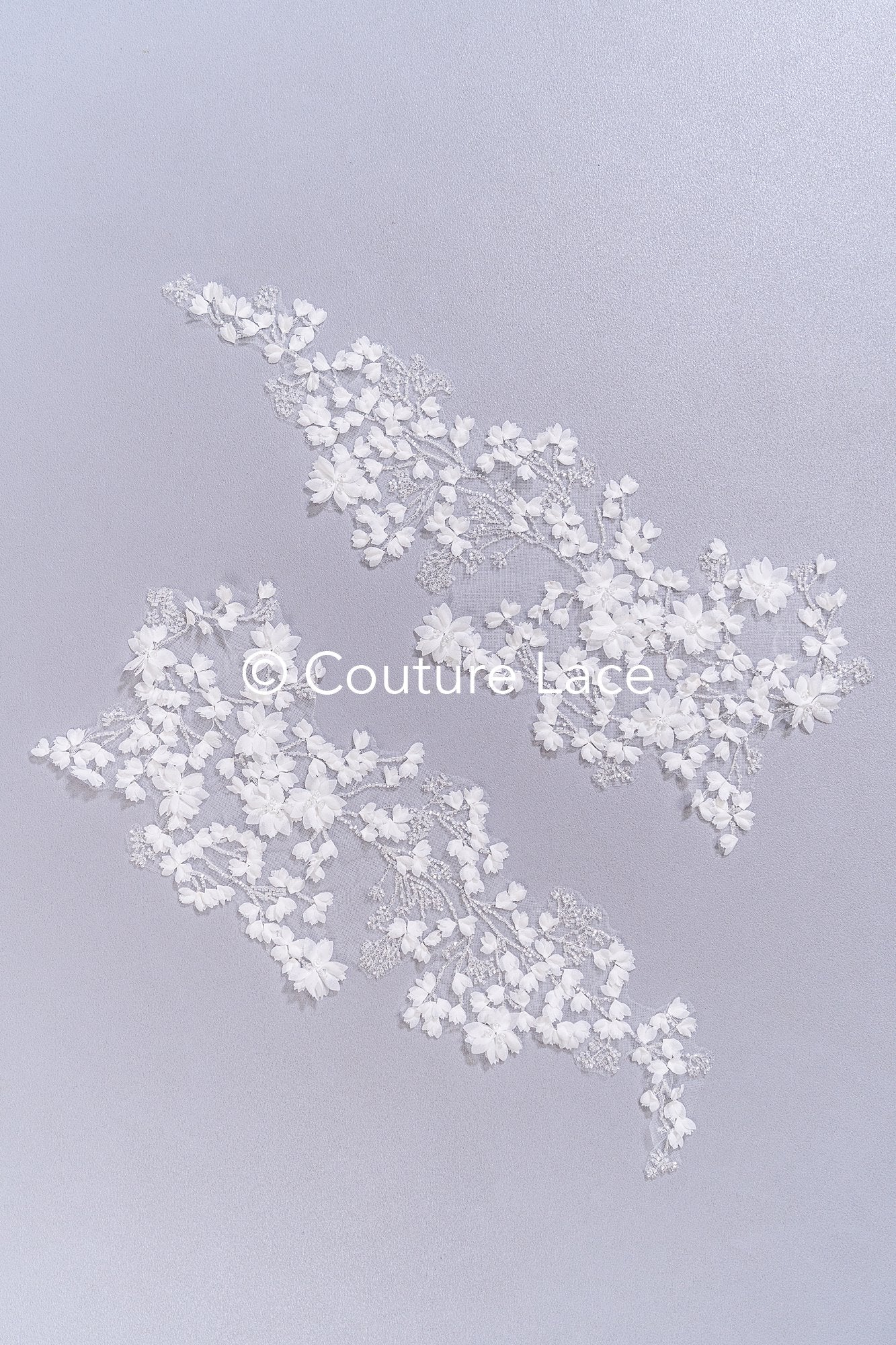 3D flower pearl appliqués for wedding dresses/ bridal lace pearl motifs // A25-520