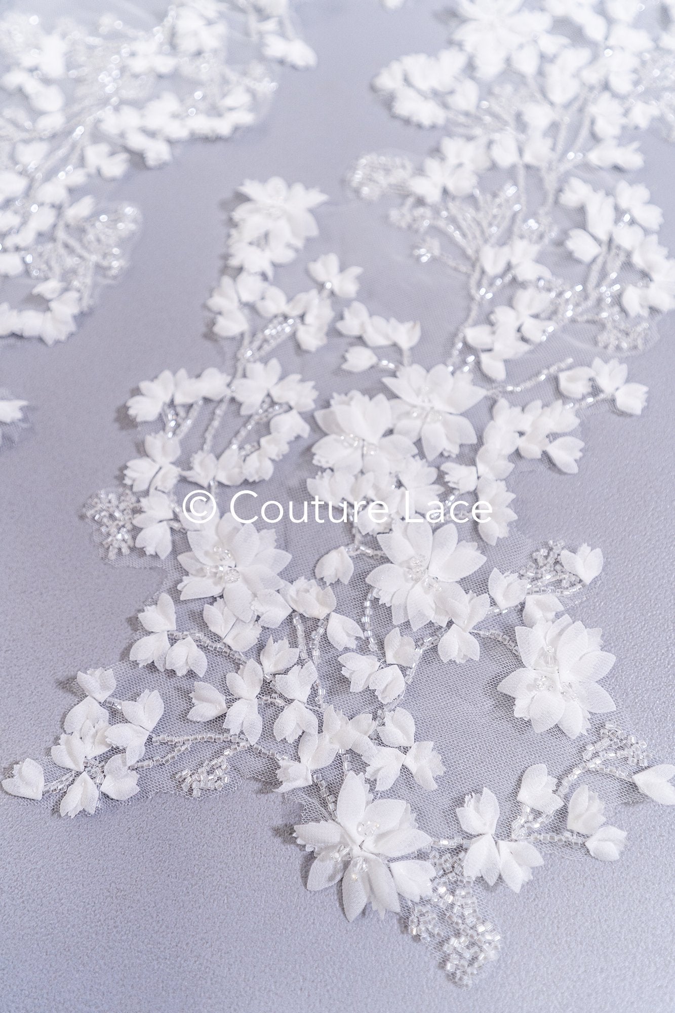 3D flower pearl appliqués for wedding dresses/ bridal lace pearl motifs // A25-520