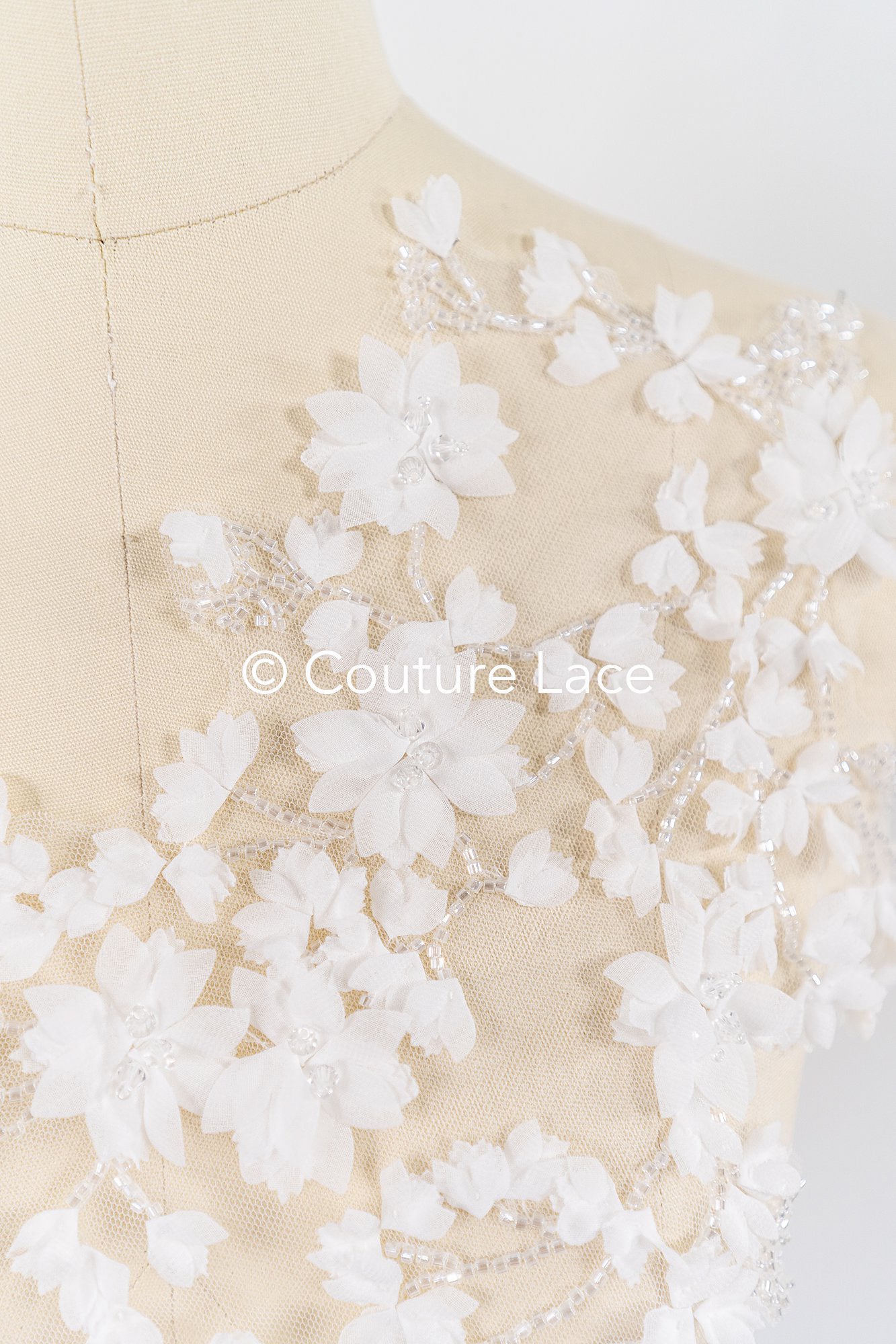 3D flower pearl appliqués for wedding dresses/ bridal lace pearl motifs // A25-520