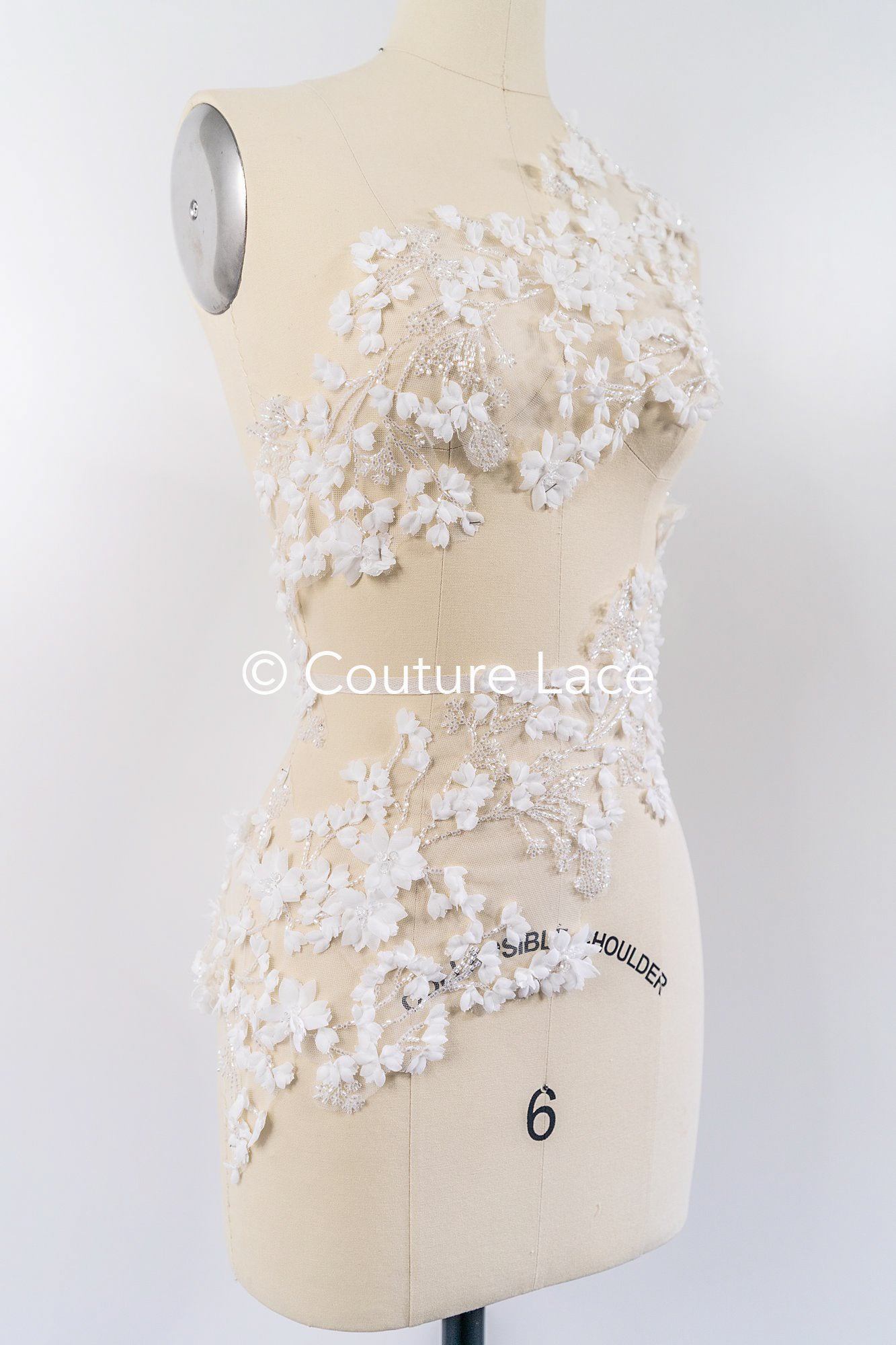 3D flower pearl appliqués for wedding dresses/ bridal lace pearl motifs // A25-520