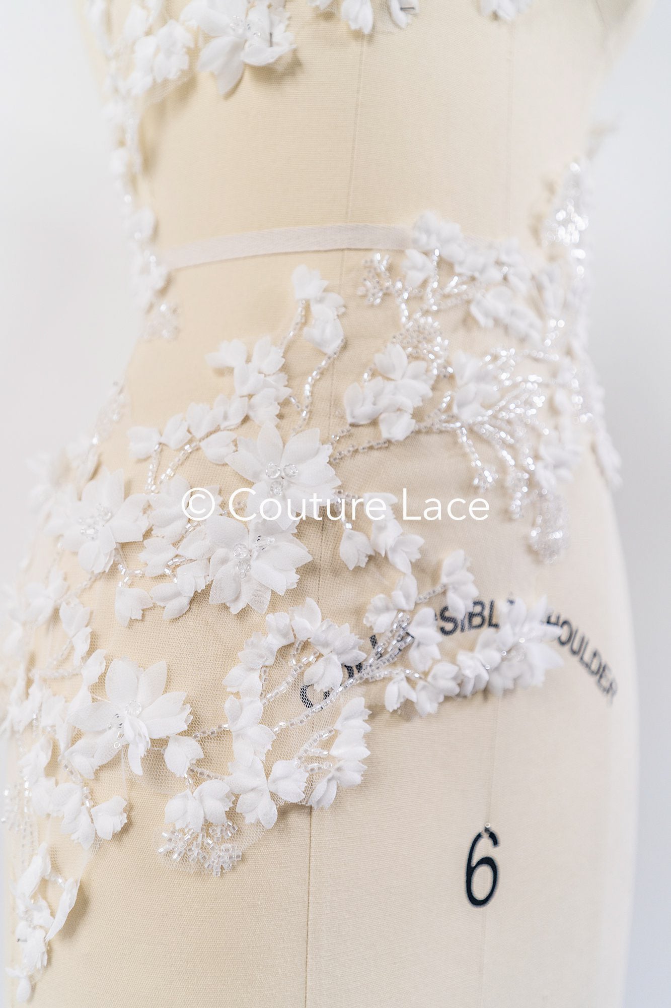 3D flower pearl appliqués for wedding dresses/ bridal lace pearl motifs // A25-520