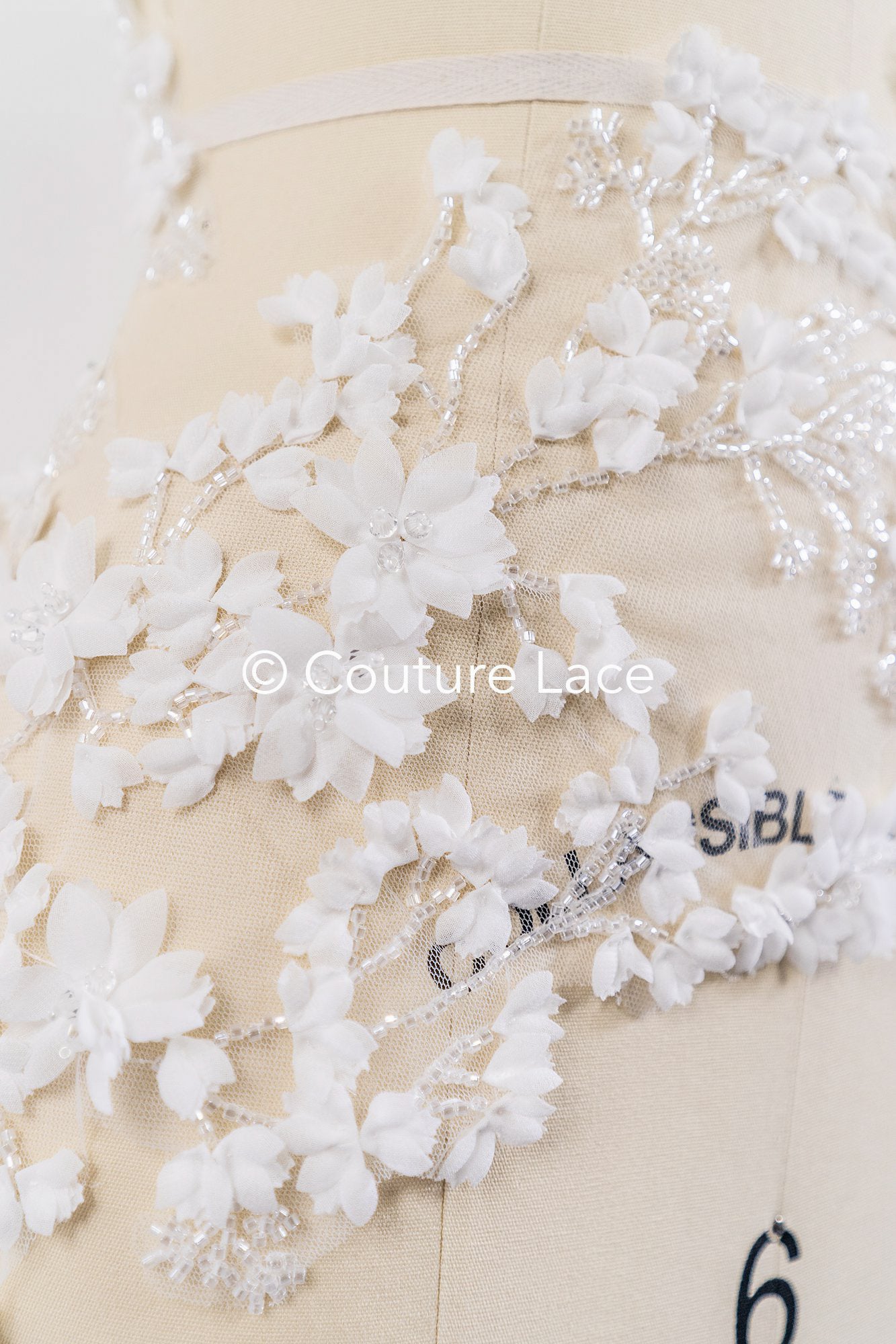 3D flower pearl appliqués for wedding dresses/ bridal lace pearl motifs // A25-520