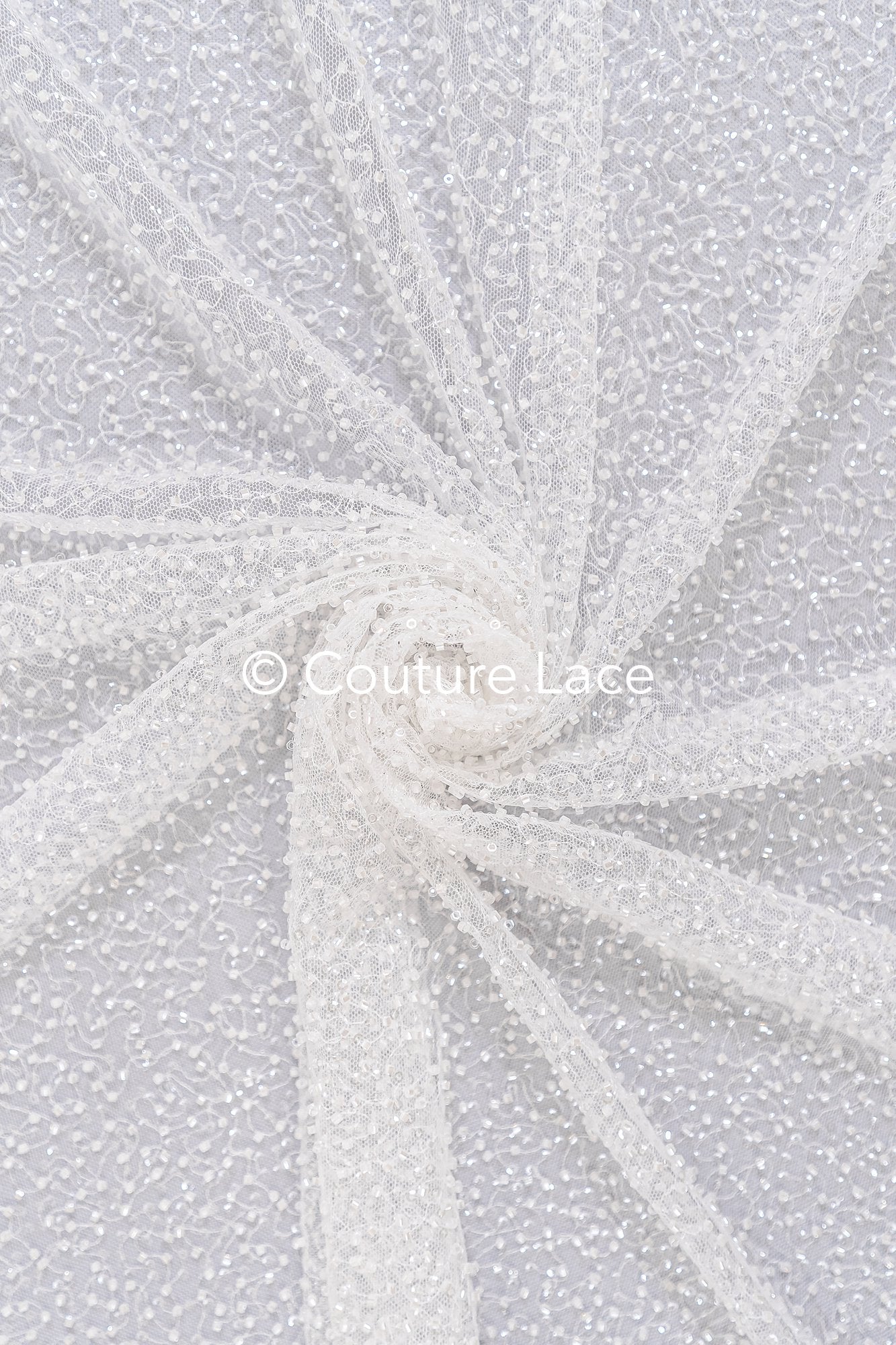 Perlen Spitzenstoff Off-White/ Braut Spitzenstoff mit Perlen & Pailletten/ Hochzeitskleid Spitzenstoff/ Pailletten Spitze/ Perlen Brautspitze// L17-100