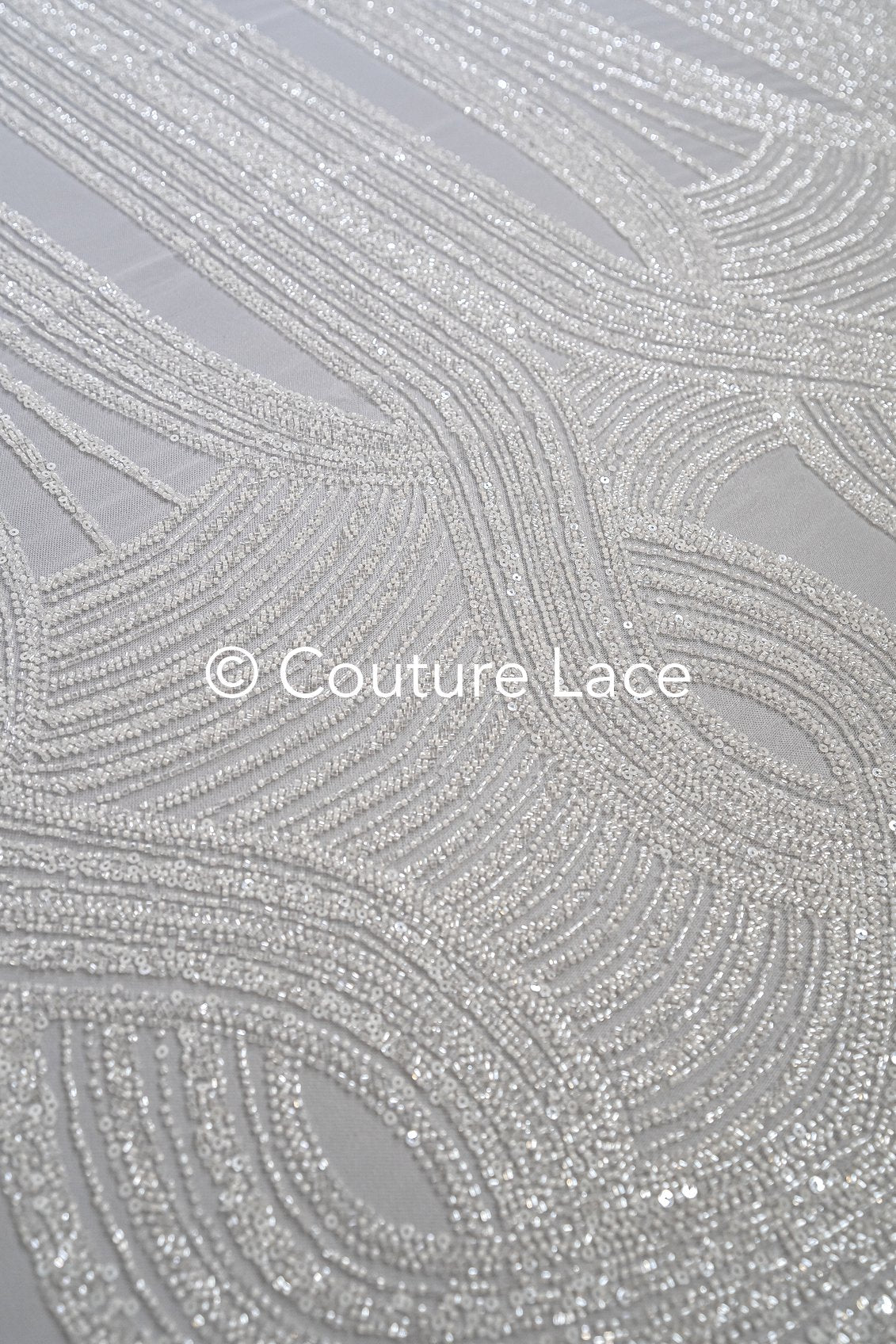 0.9y - Handbestickte Brautspitze/ Perlenspitzenstoff/ Couture Hochzeitskleidspitze/ Designer Couture Spitze/ L21-129N