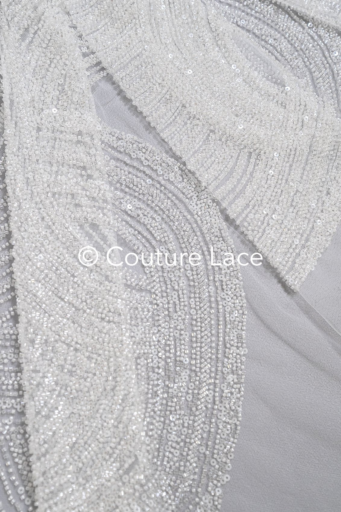0.9y - Handbestickte Brautspitze/ Perlenspitzenstoff/ Couture Hochzeitskleidspitze/ Designer Couture Spitze/ L21-129N