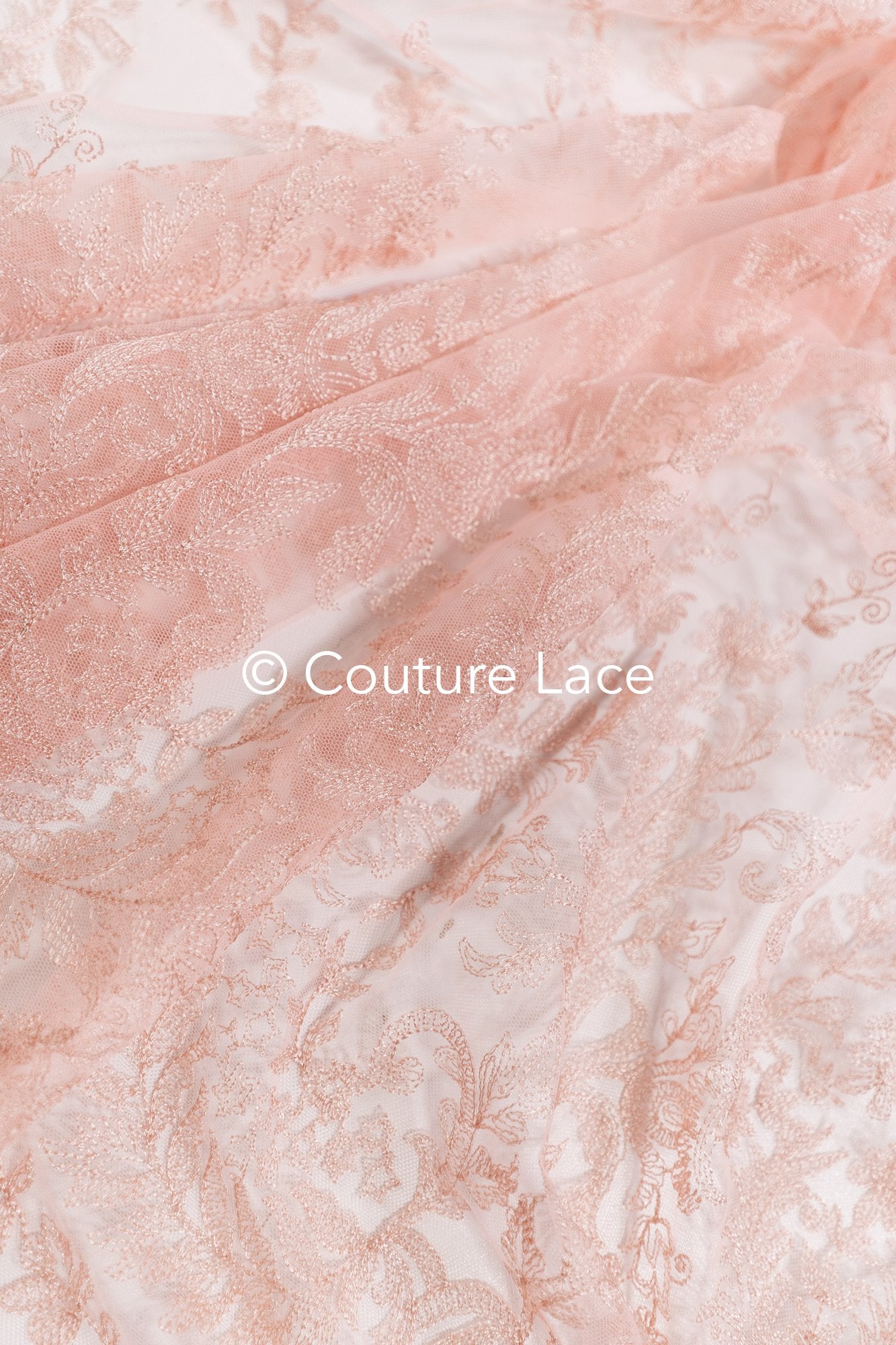 Super romantisch weich-pfirsich Braut Spitzenstoff mit verschnörkelt-floralem filigranem Muster, weicher Rosé Spitzenstoff, Dessous Spitze// L21-412PH