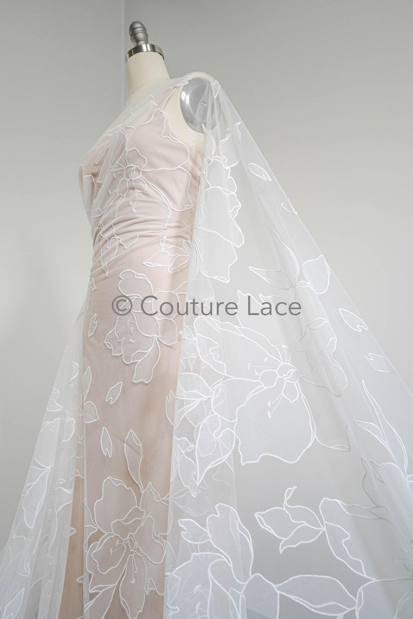 Floral bridal lace/ bridal lace material/ cream bridal lace/ floral wedding lace/ couture lace // L23-583
