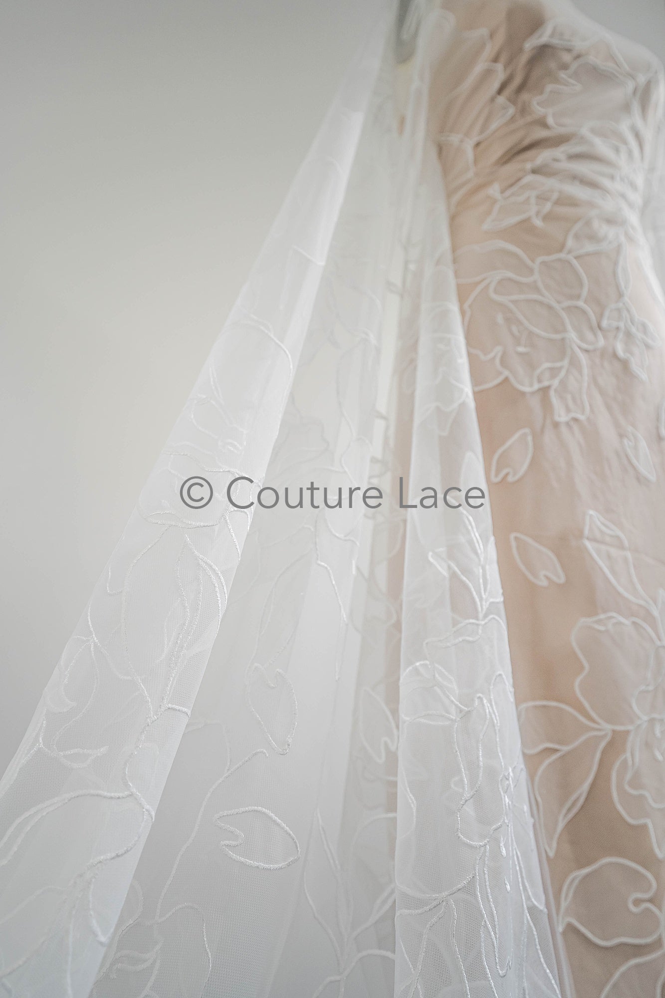 Floral bridal lace/ bridal lace material/ cream bridal lace/ floral wedding lace/ couture lace // L23-583