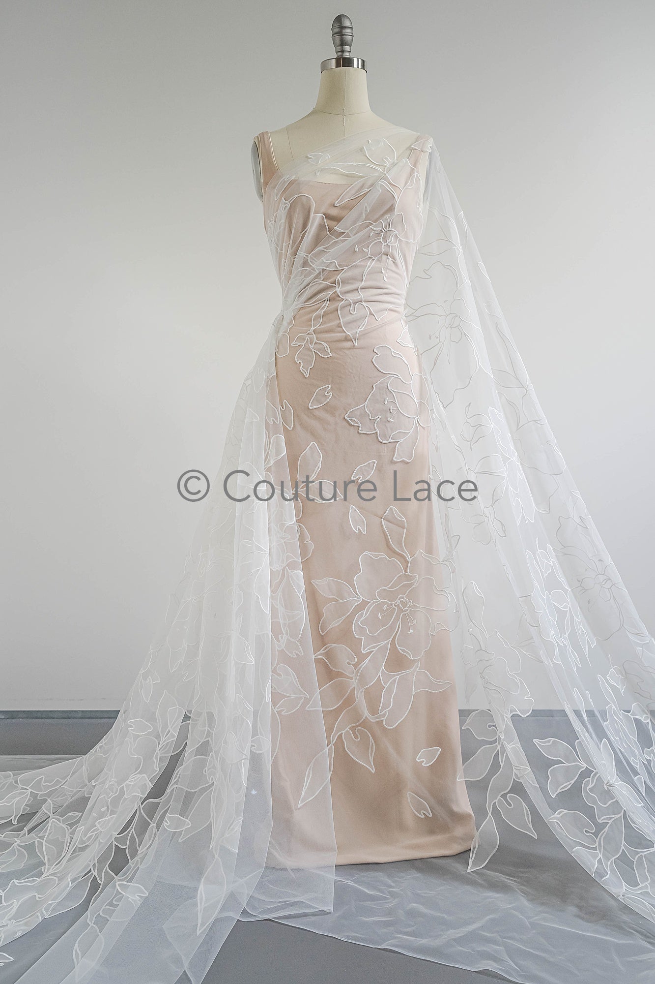 Floral bridal lace/ bridal lace material/ cream bridal lace/ floral wedding lace/ couture lace // L23-583