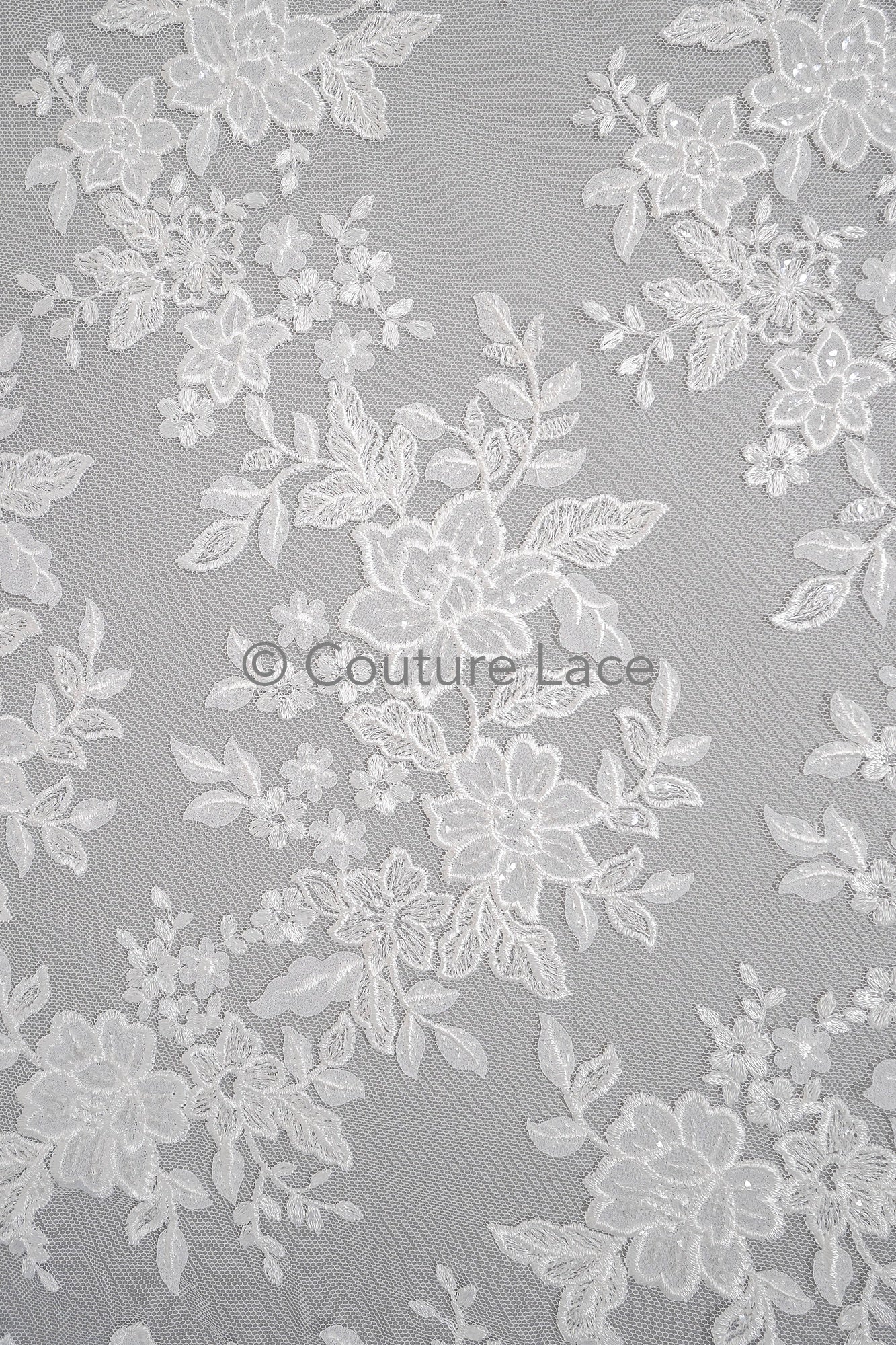 Blumen Braut Spitze Off-White/ Brautspitze mit Blumen/ Blumen Hochzeit Spitze/ Couture Spitze mit Pailletten// L23-588