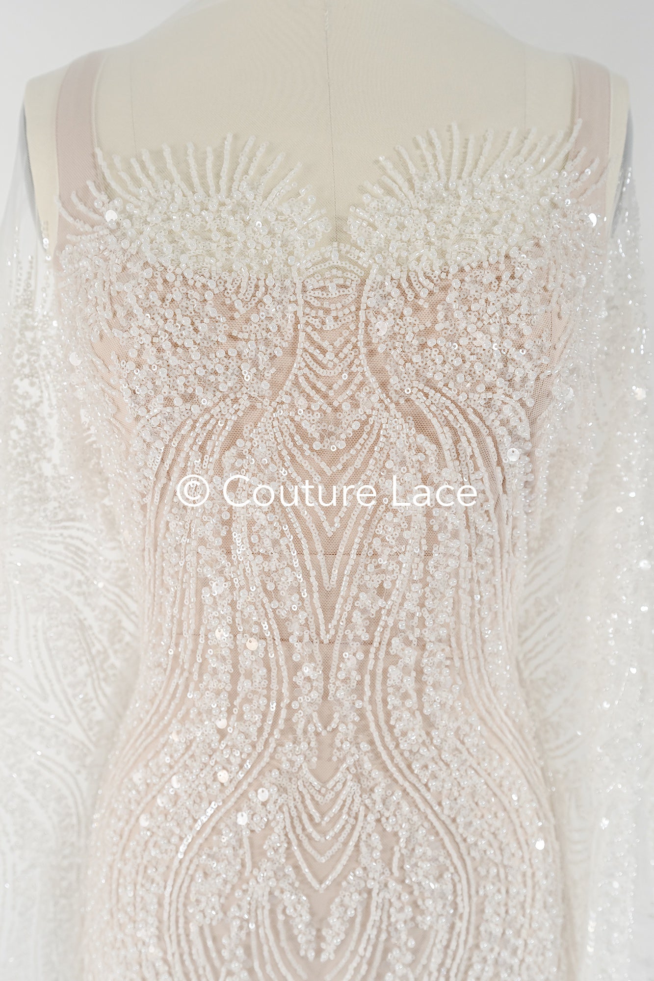 Perlen-Spitzenstoff/ Couture-Spitzenstoff/ Braut-Spitzenstoff/ Perlen-Spitzenstoff// L24-674