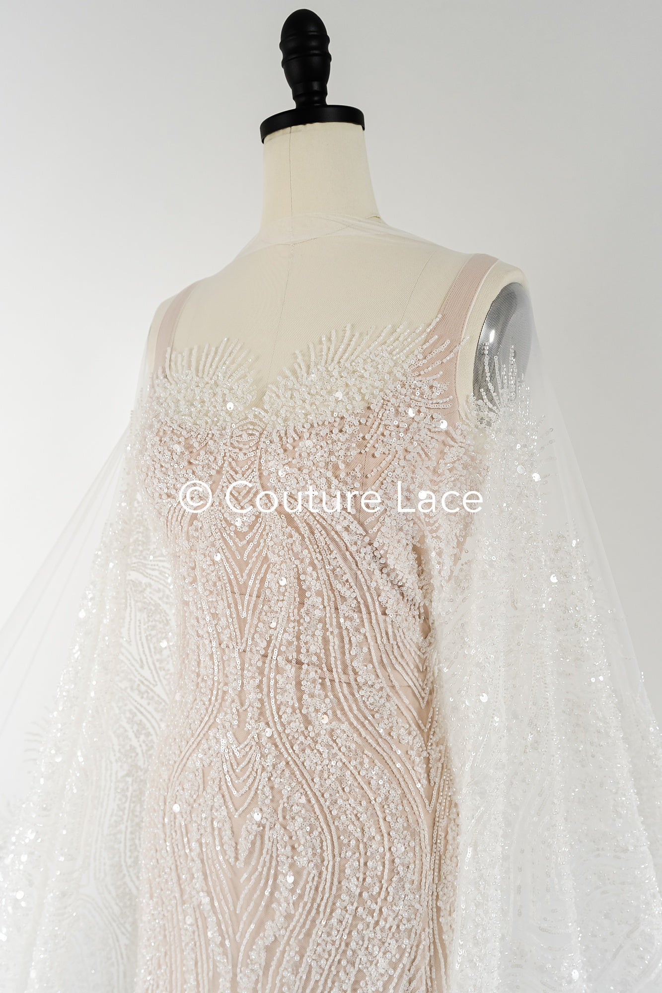 Perlen-Spitzenstoff/ Couture-Spitzenstoff/ Braut-Spitzenstoff/ Perlen-Spitzenstoff// L24-674